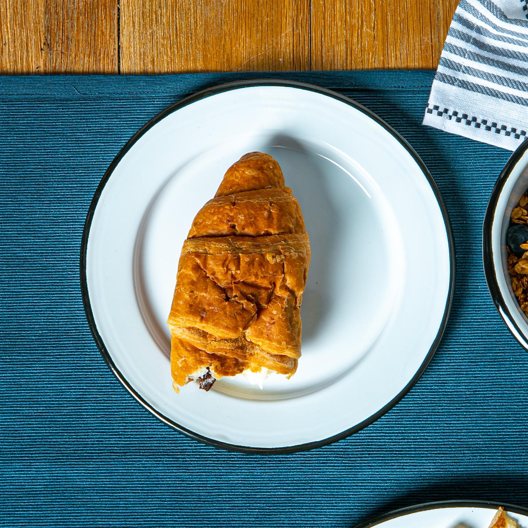 White Enamel Side Plate - 20cm - Black