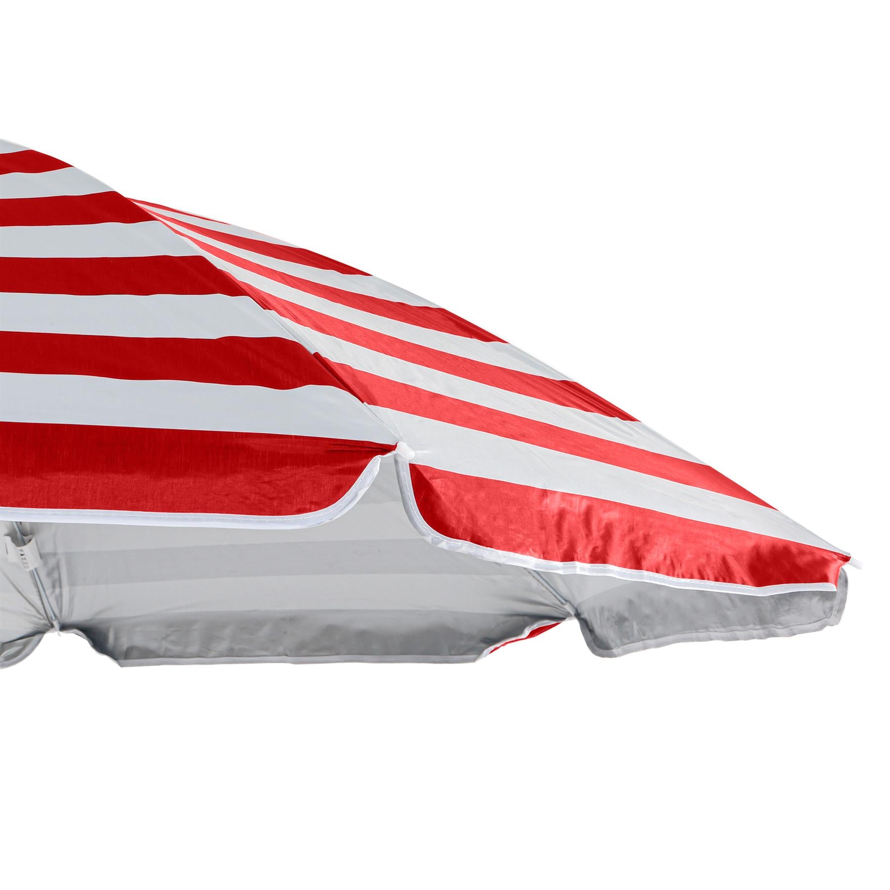 Red Stripe 1.8m Metal Beach Parasol