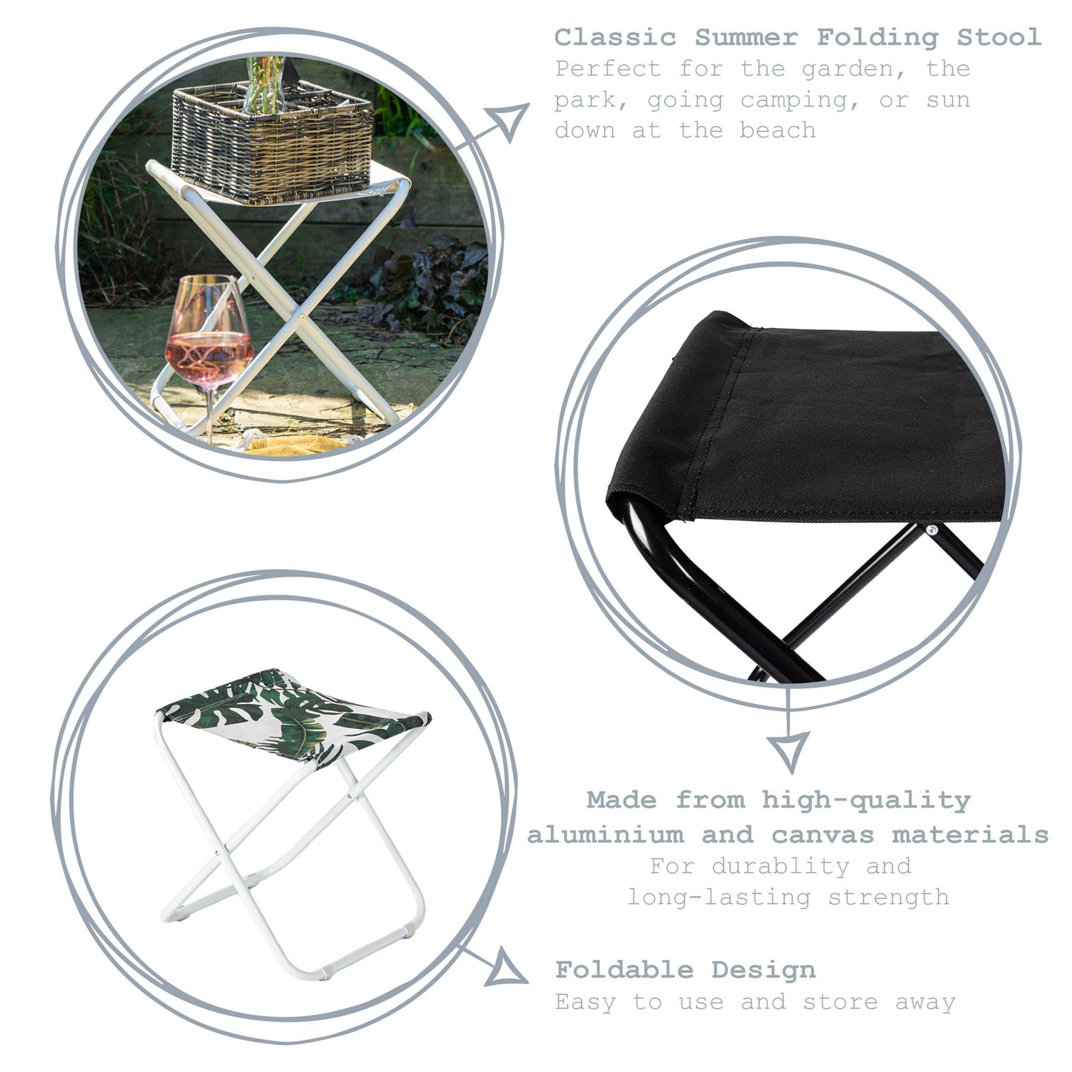 Harbour Housewares Classic Folding Stool - Grey