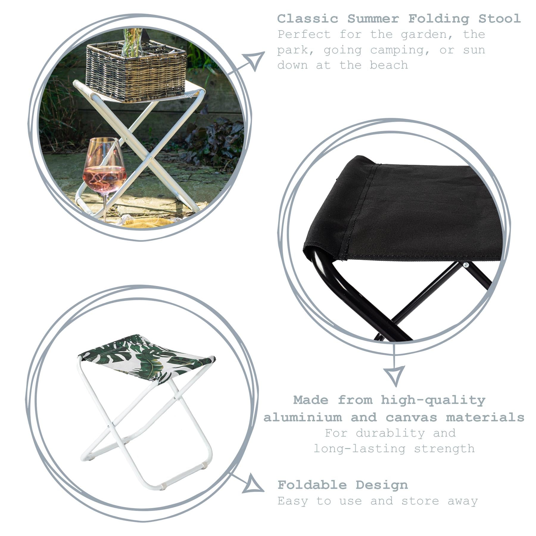 Harbour Housewares Classic Folding Stool - Grey