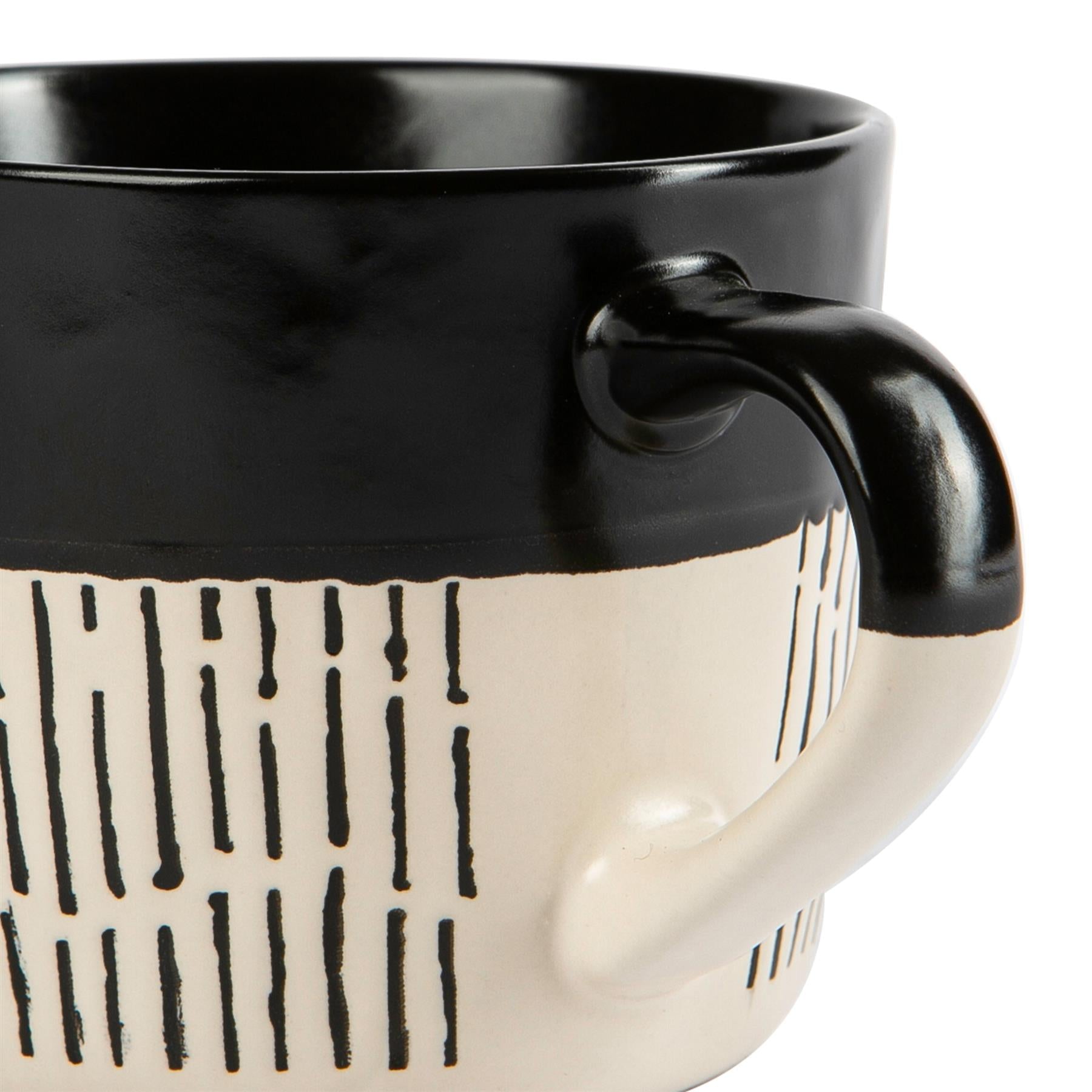 Dipped Dash Stoneware Coffee Mug - 450ml - Black