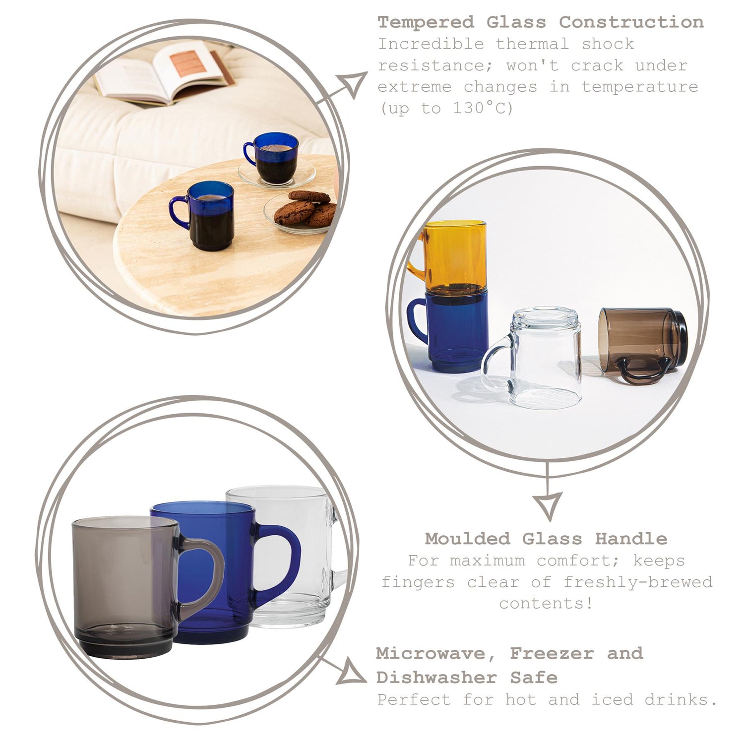 260ml Versailles Coffee Glasses - By Duralex