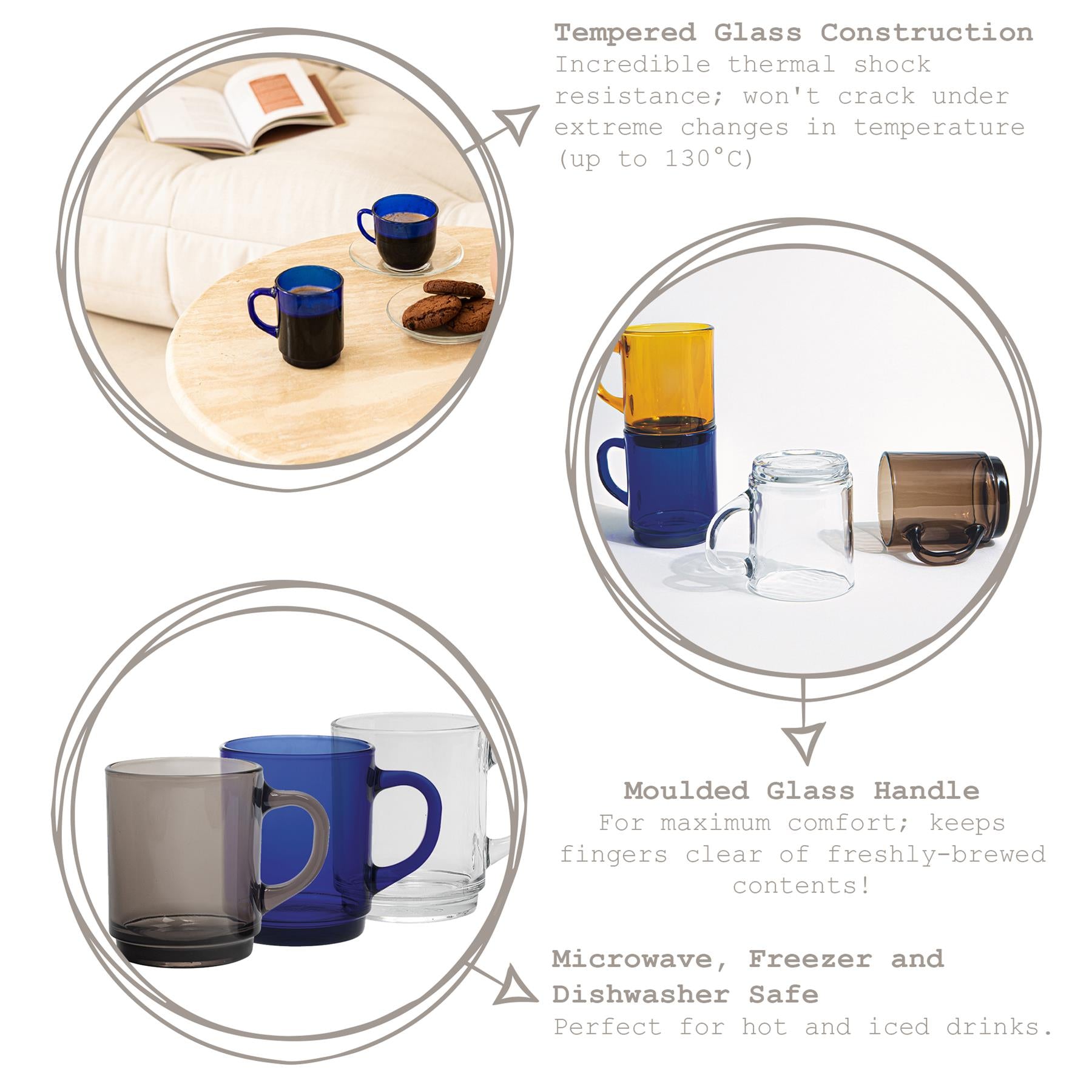 260ml Versailles Coffee Glasses - By Duralex