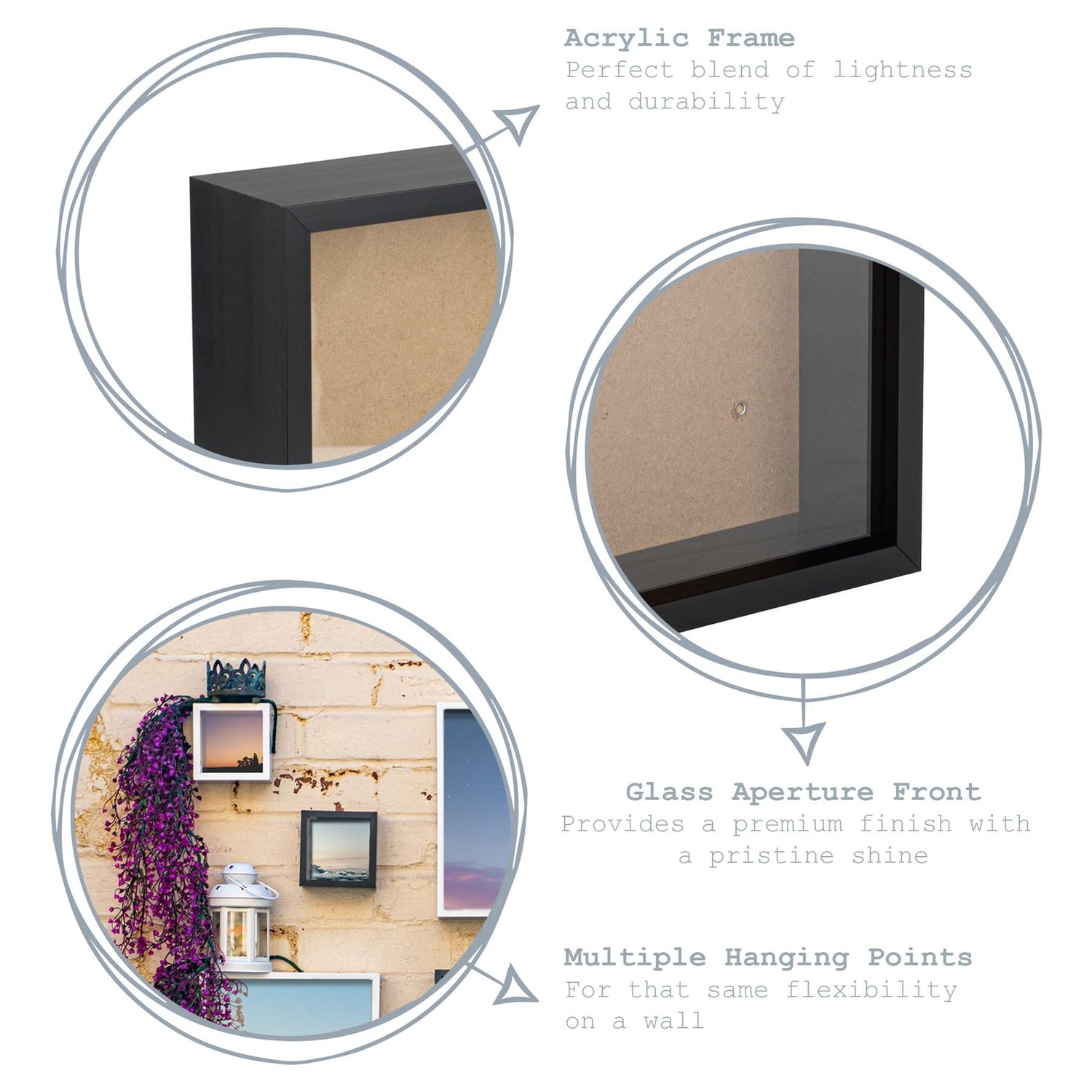 Nicola Spring Deep Box Photo Frame - 4 x 4 - Black