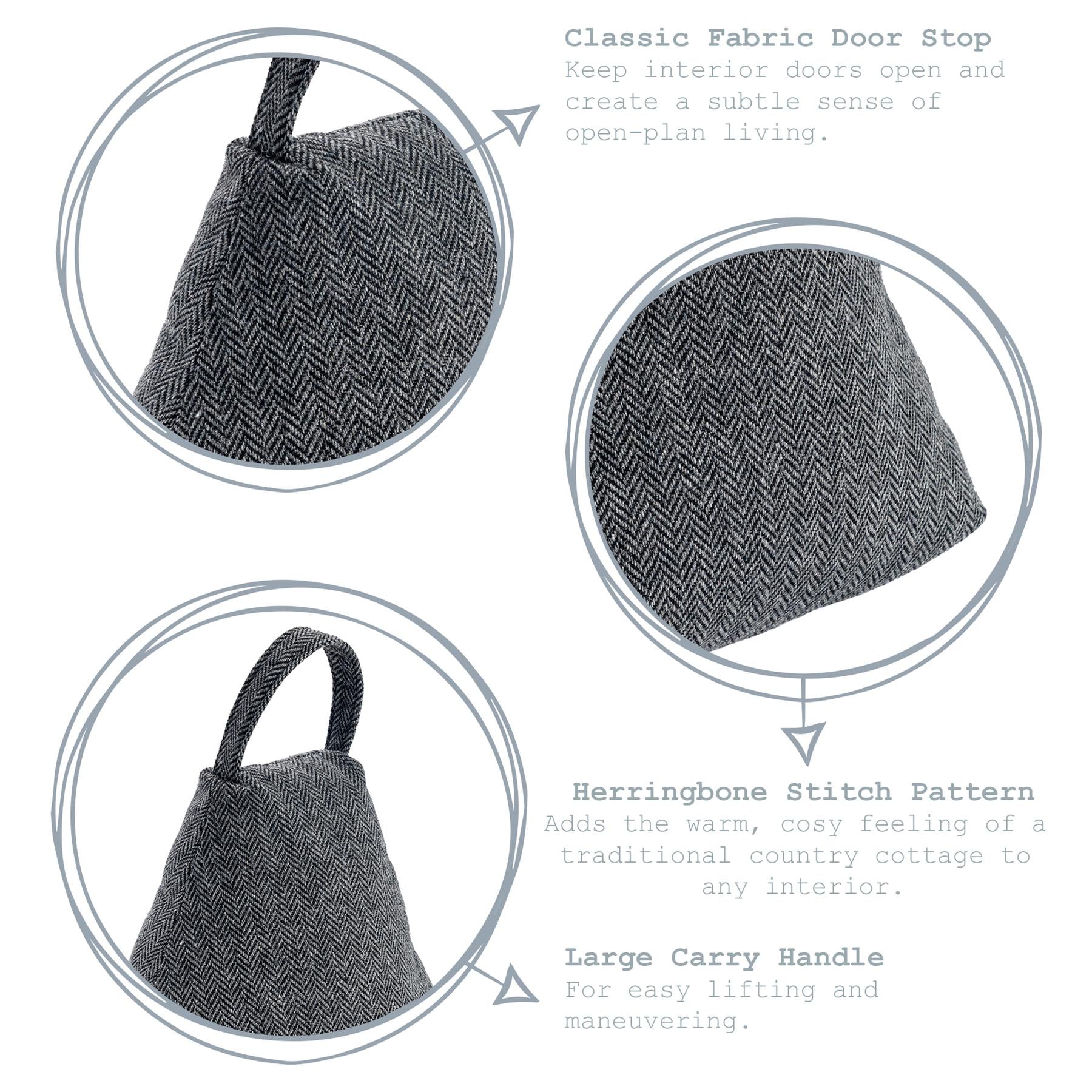 Nicola Spring Fabric Door Stop Triangle Grey Key Features