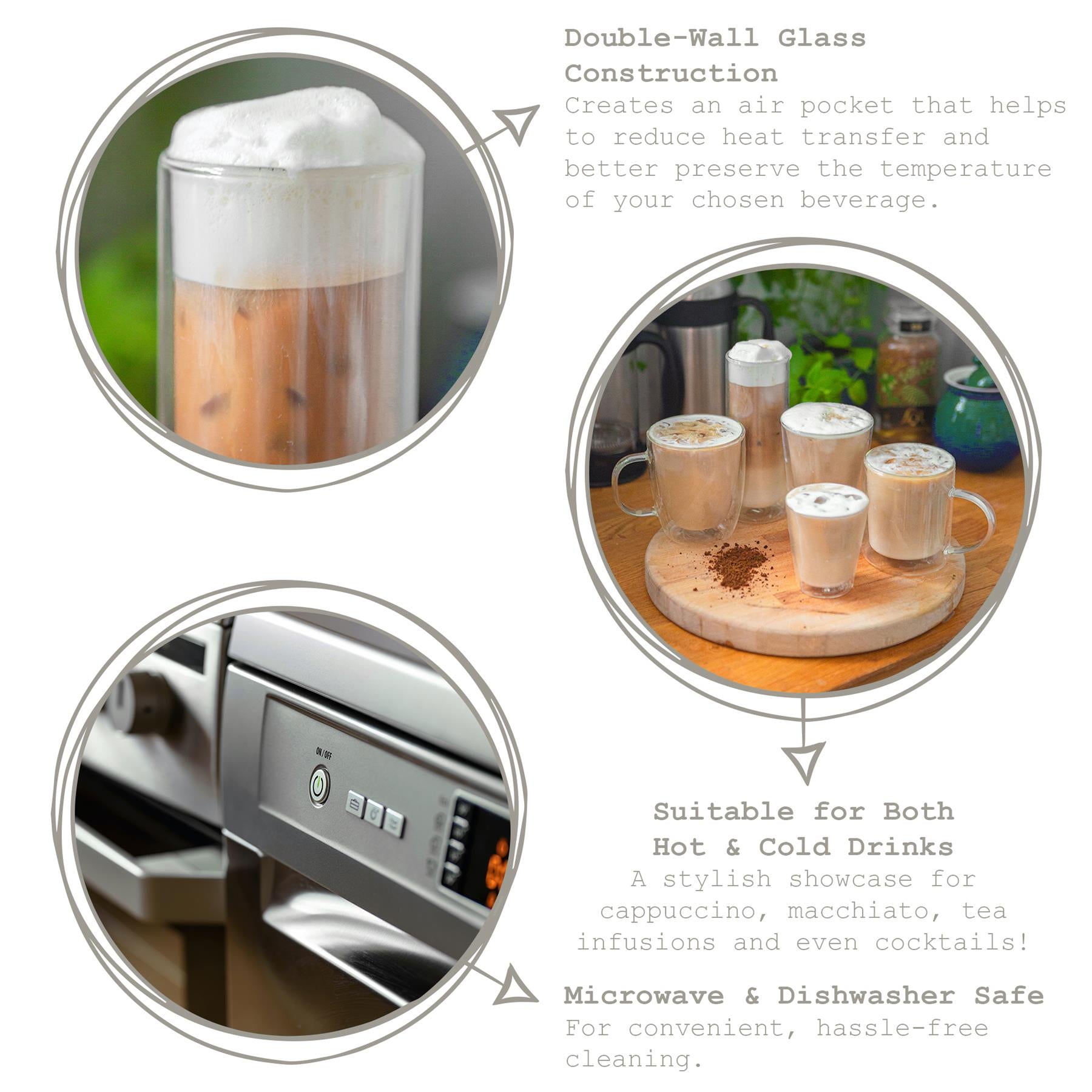 360ml Double-Walled Glass Mugs - Pack of Two