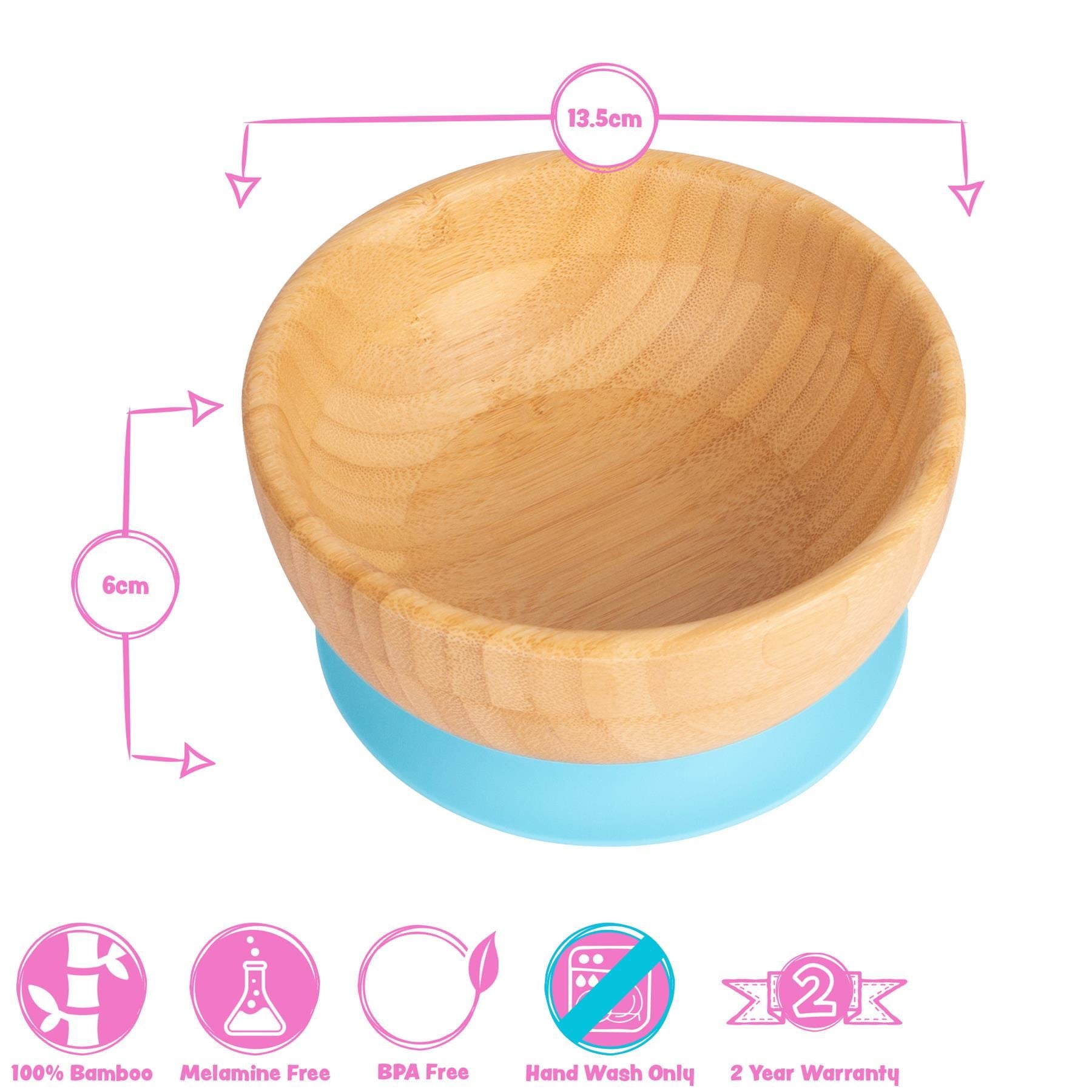 Navy Blue Bamboo Suction Bowl