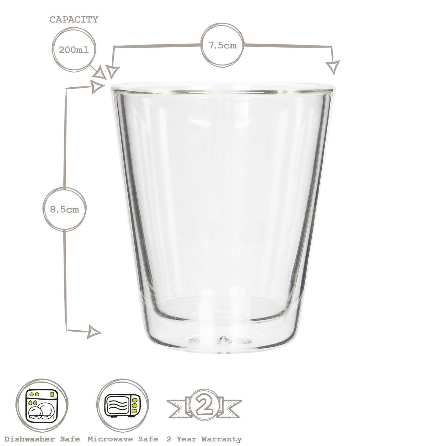 200ml Double-Walled Glasses - Pack of Two