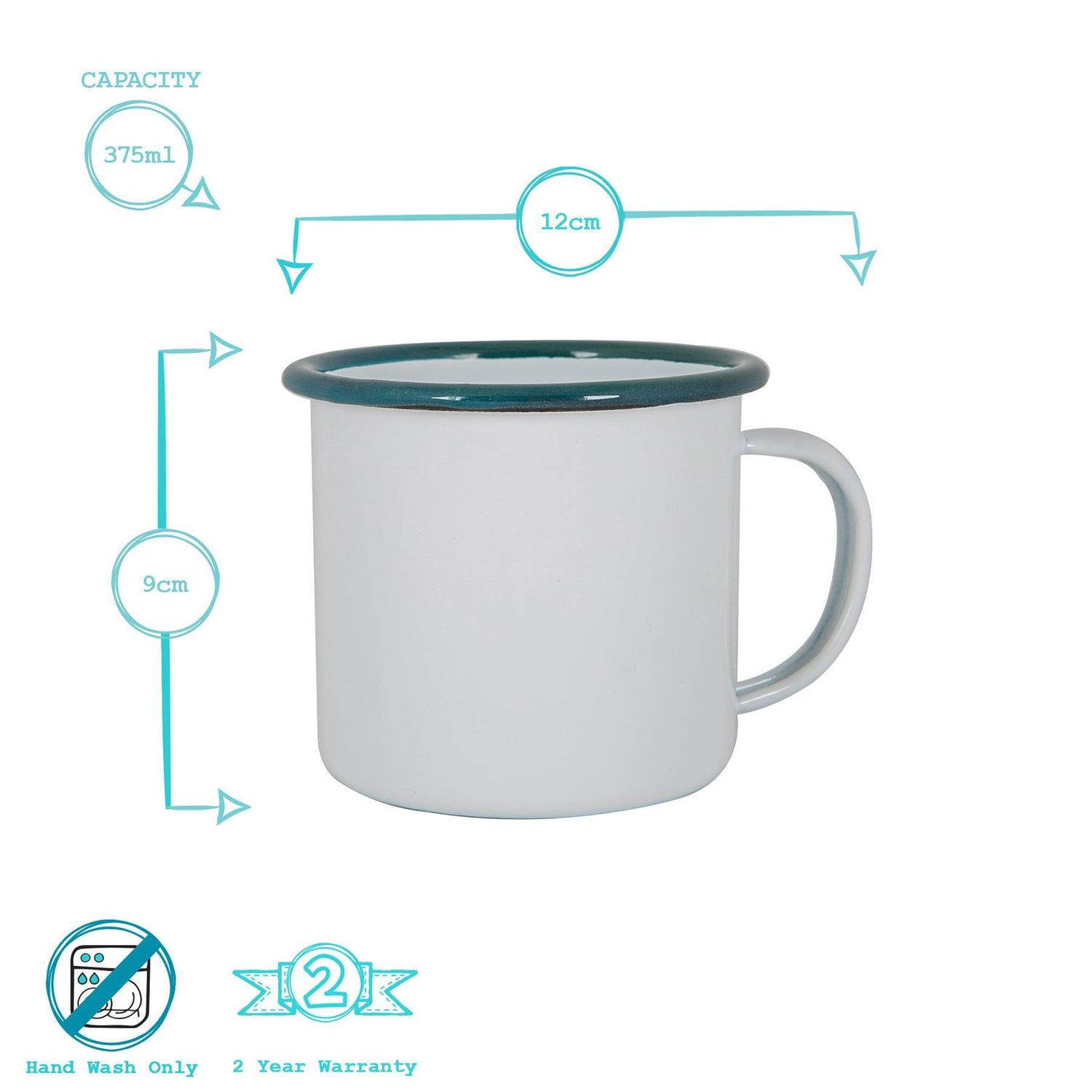 White Enamel Mug - 375ml - Navy
