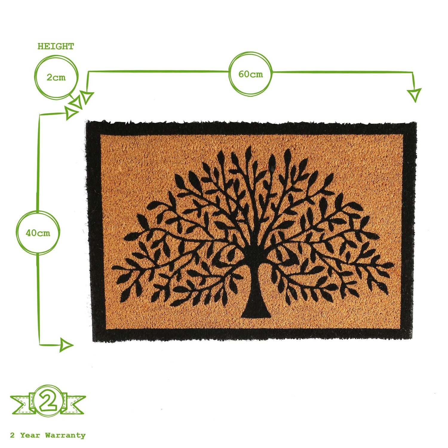 60cm x 40cm Tree of Life Coir Door Mat