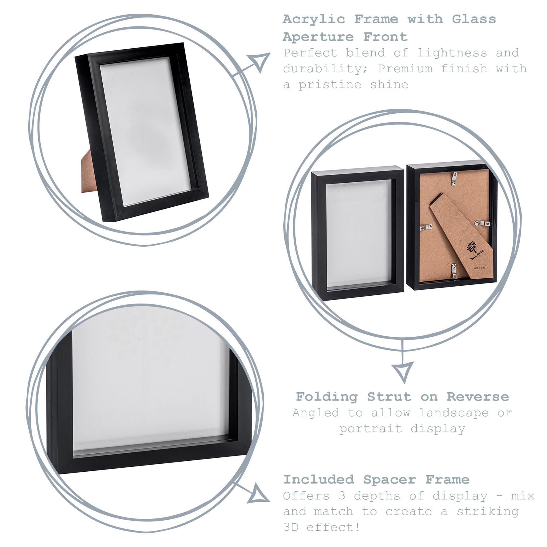 Nicola Spring Acrylic Box Photo Frame - Black - 6 x 8 (A5)