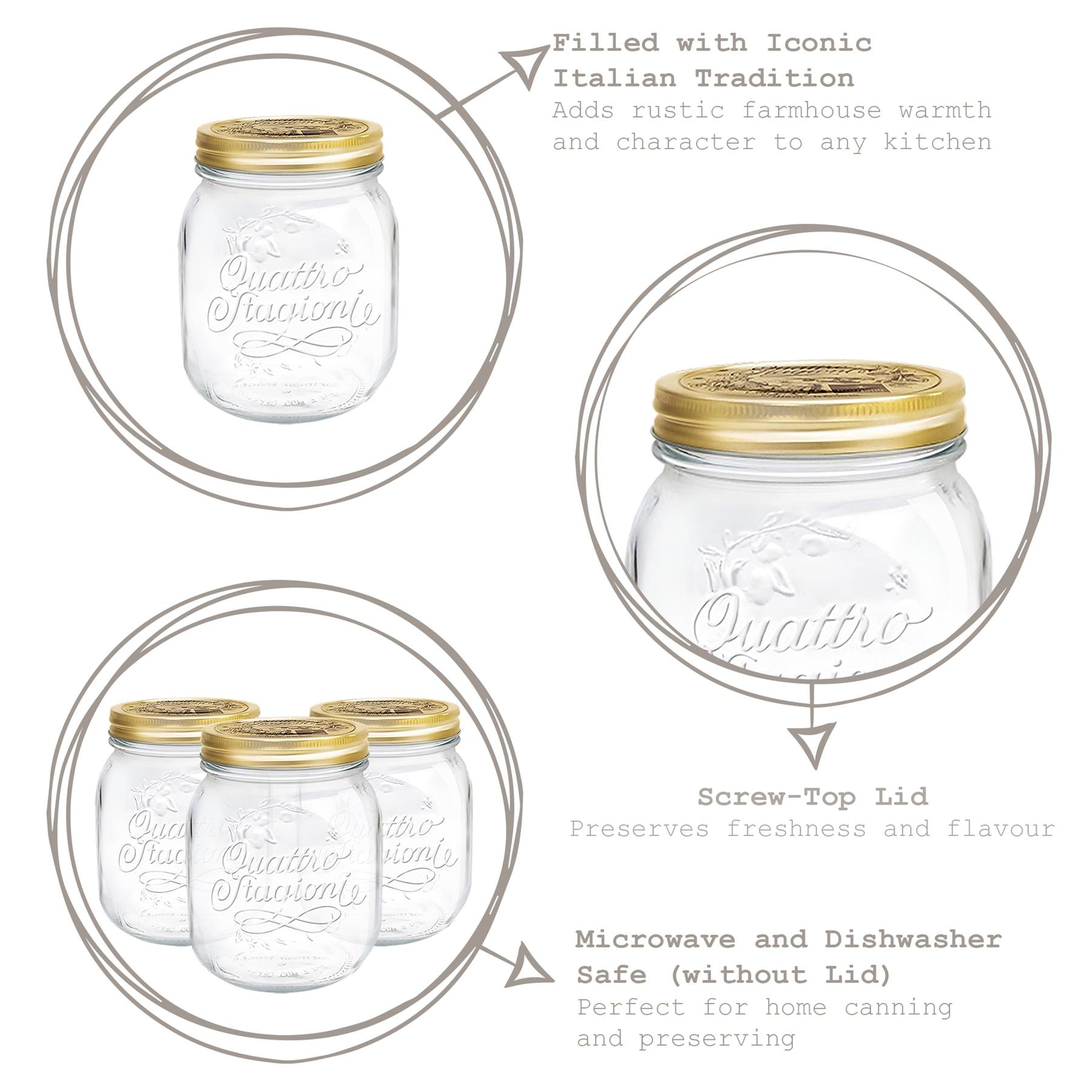 Quattro Stagioni Glass Storage Jar - 700ml