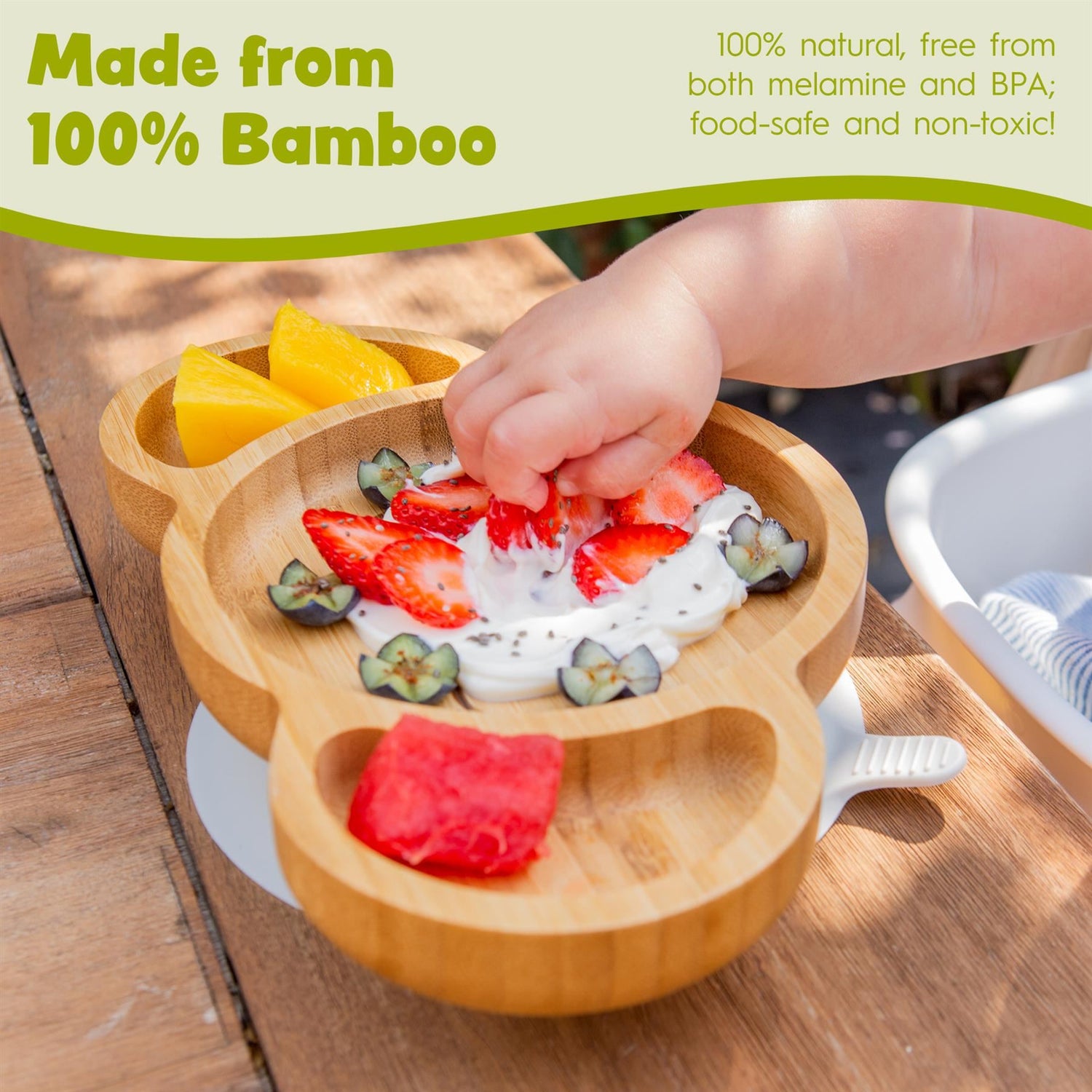 Olive Green Koala Bamboo Suction Plate