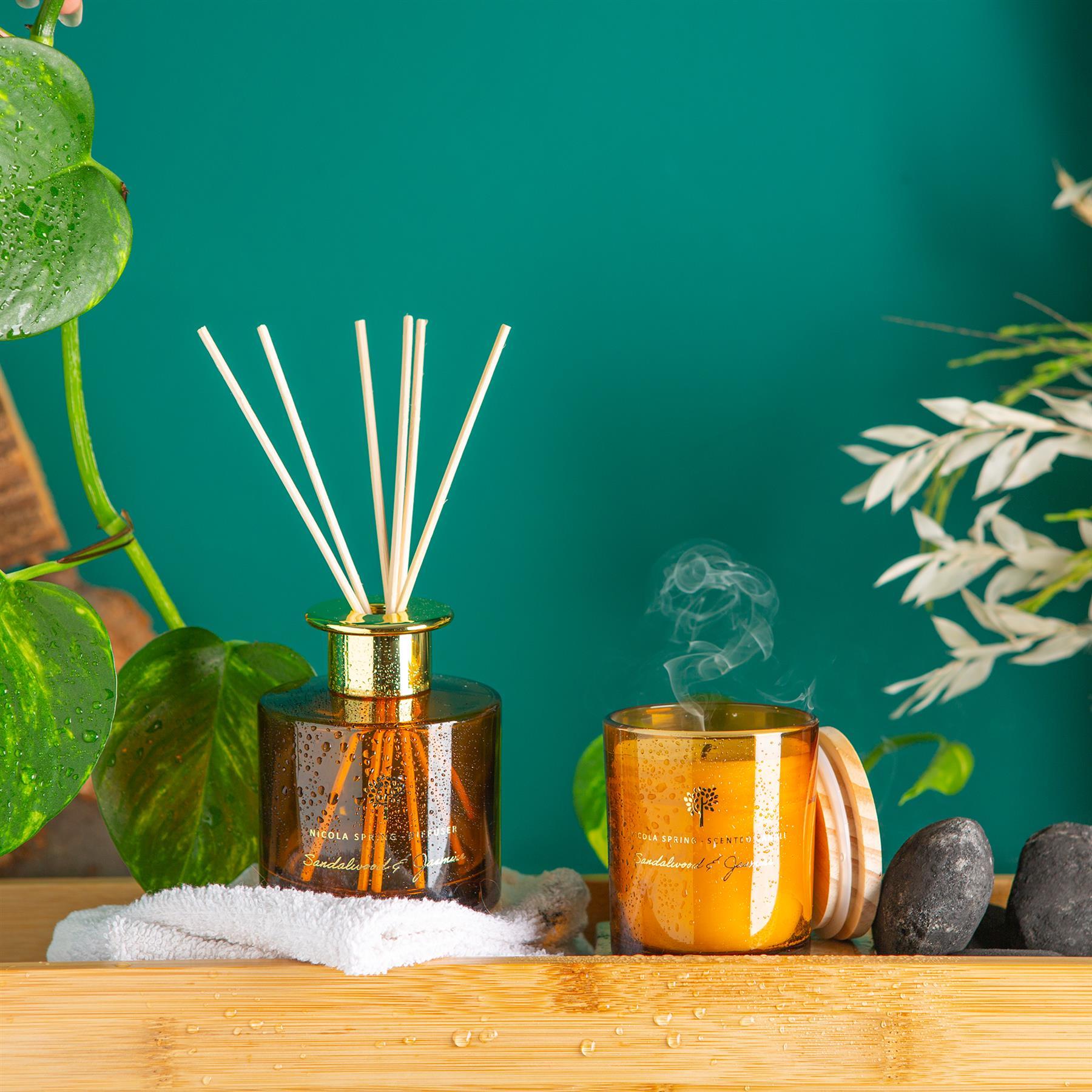 130g Sandalwood & Jasmine Soy Wax Scented Candle - by Nicola Spring