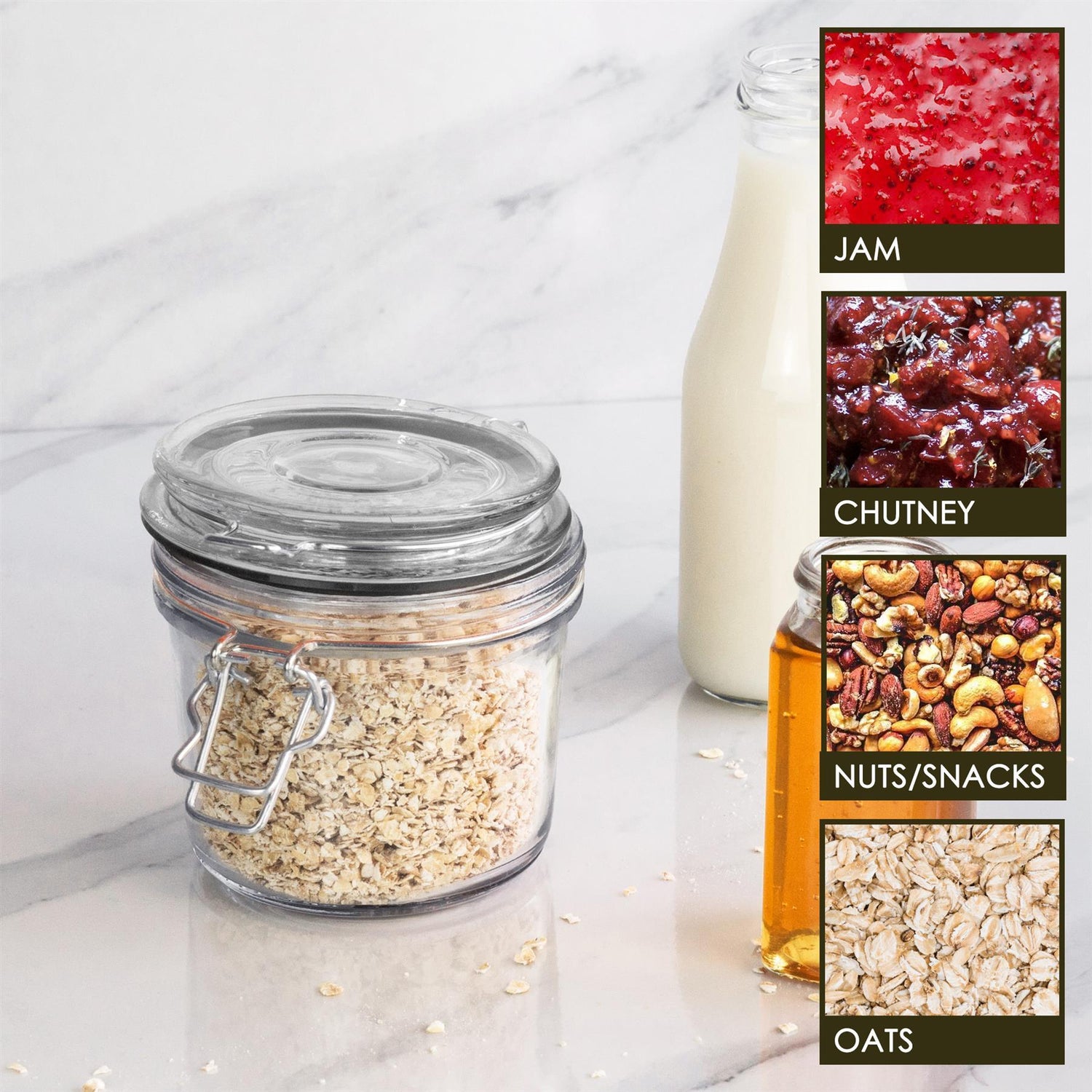 Argon Tableware Glass Storage Jar - 350ml - Black Seal