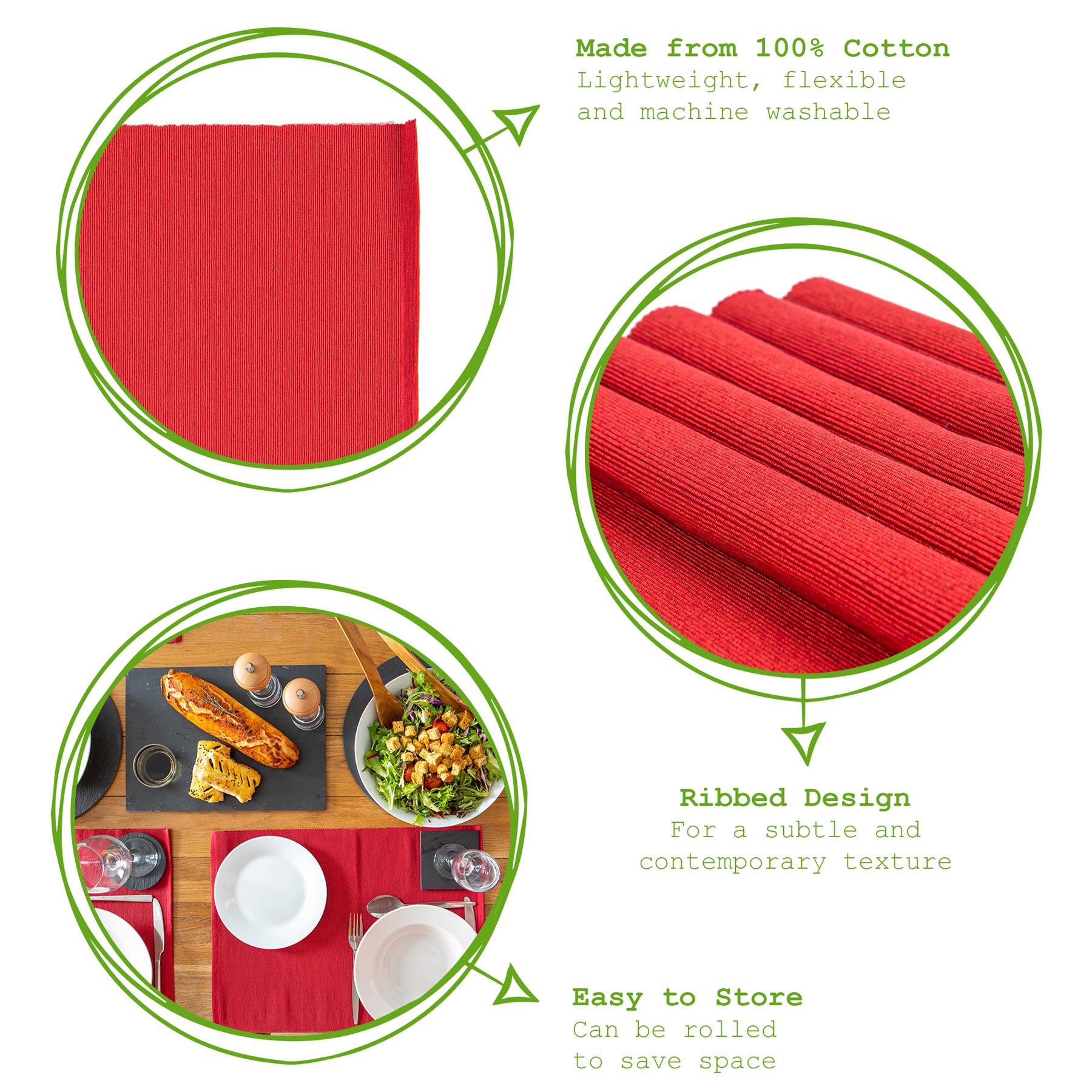 Ribbed Cotton Placemat - Red