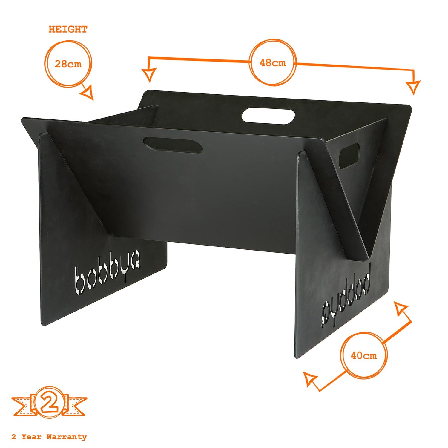Portable Flat Pack Fire Pit - 40 x 46 x 30cm - Black