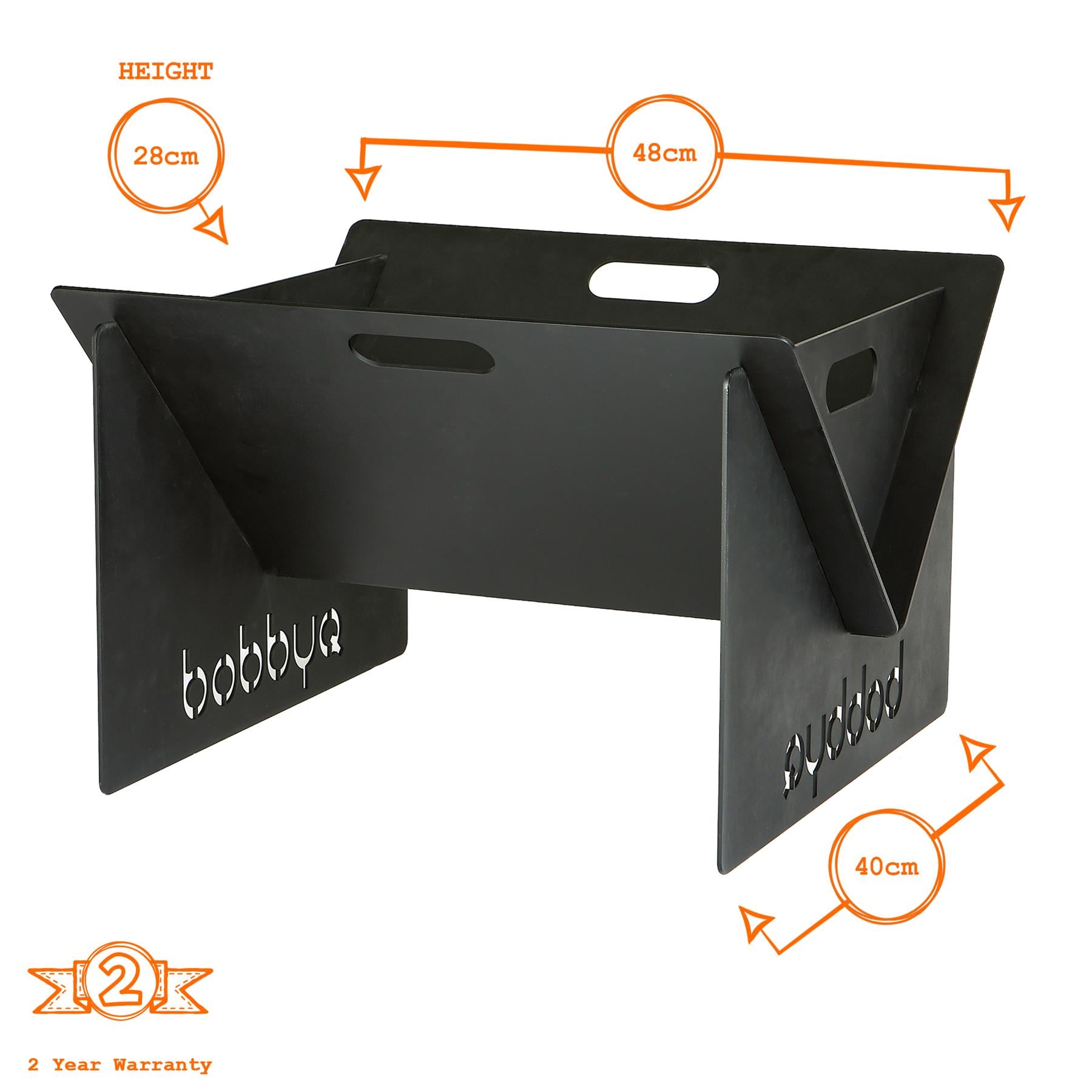 Portable Flat Pack Fire Pit - 40 x 46 x 30cm - Black