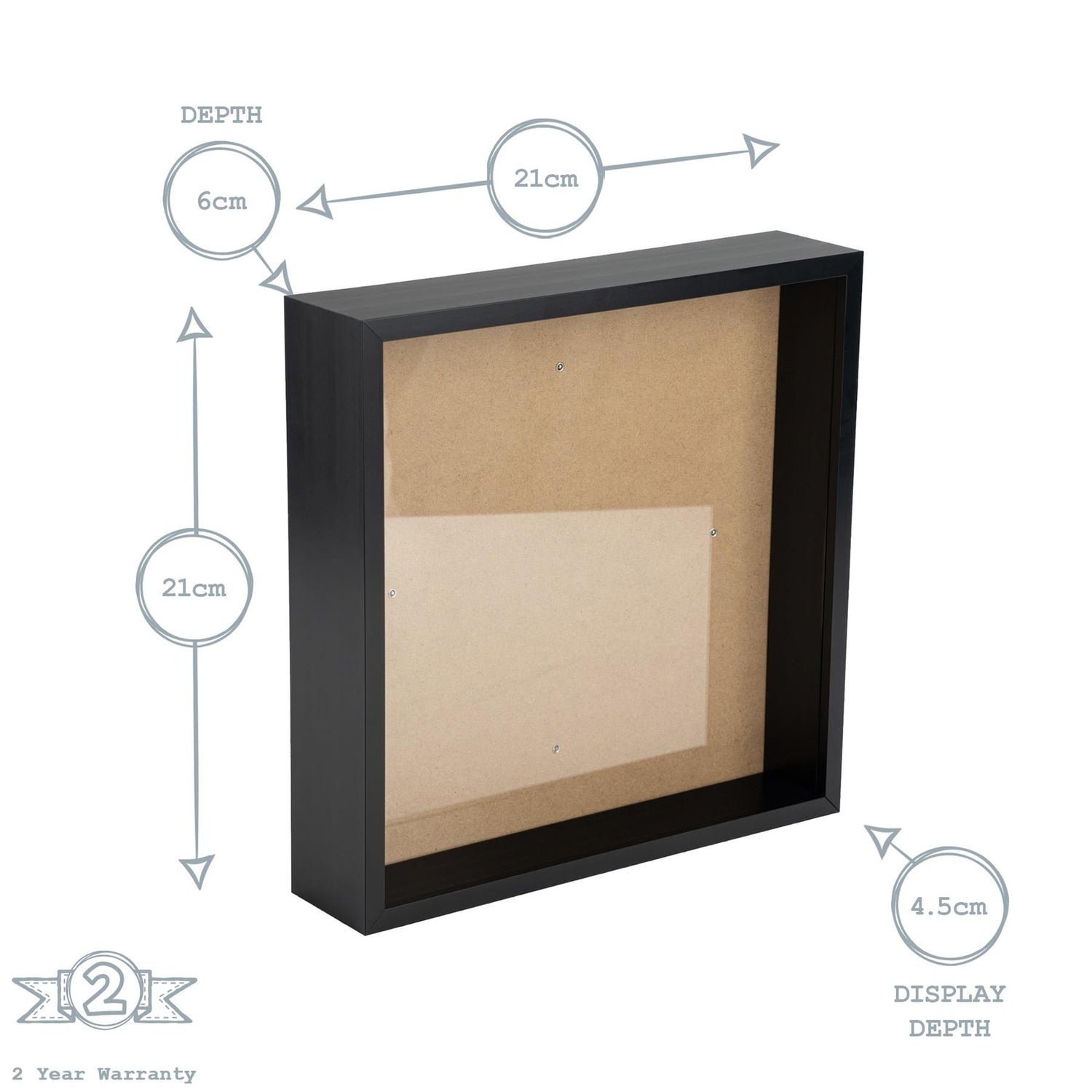 Nicola Spring Deep Box Photo Frame - 8 x 8 - Black