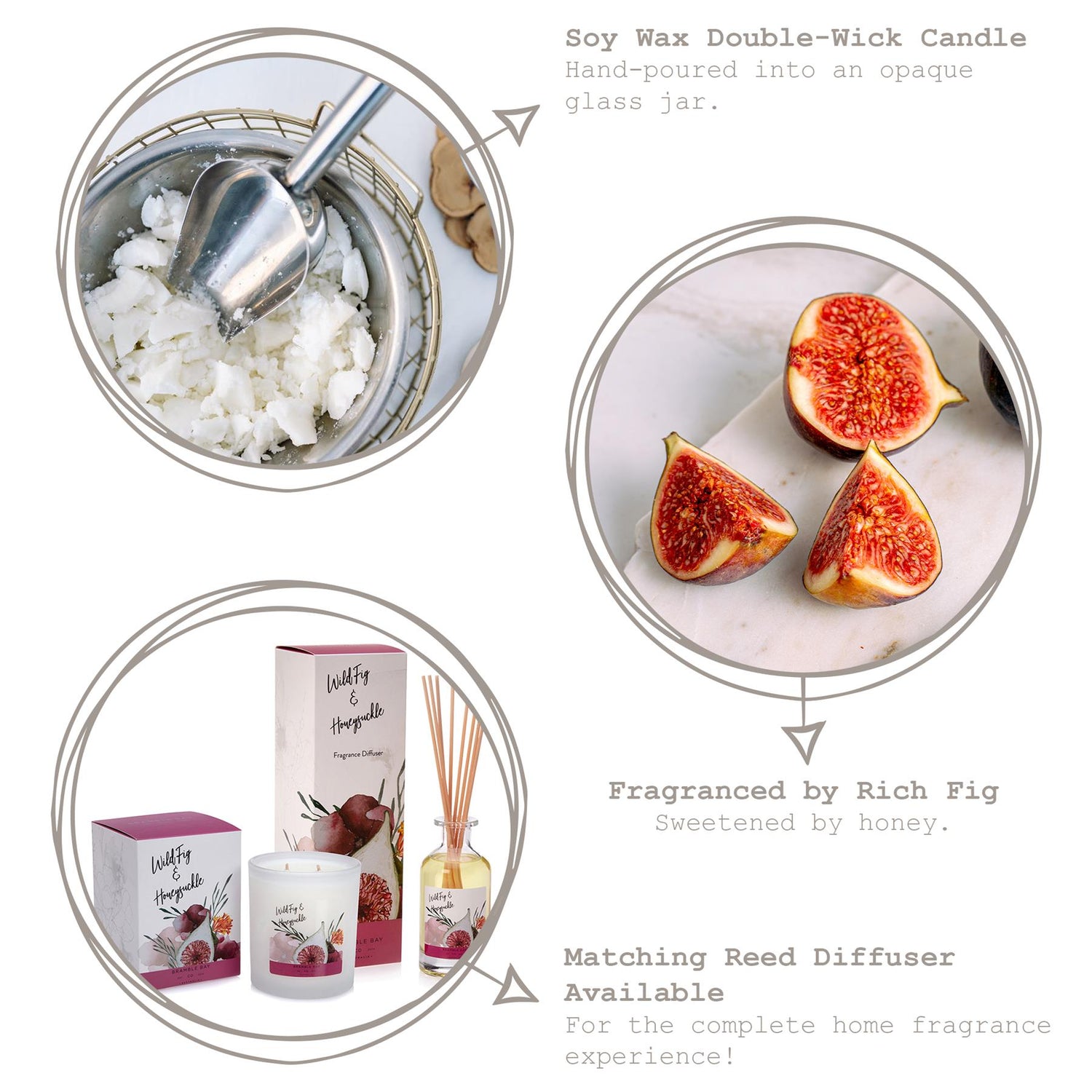 300g Wild Fig & Honeysuckle Bath & Body Soy Wax Scented Candle