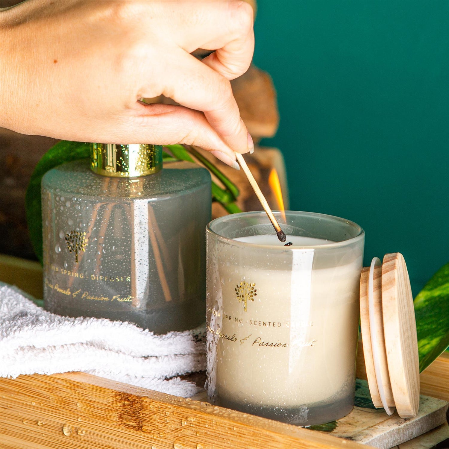 130g Green Pomelo & Passion Fruit Soy Wax Scented Candle - by Nicola Spring