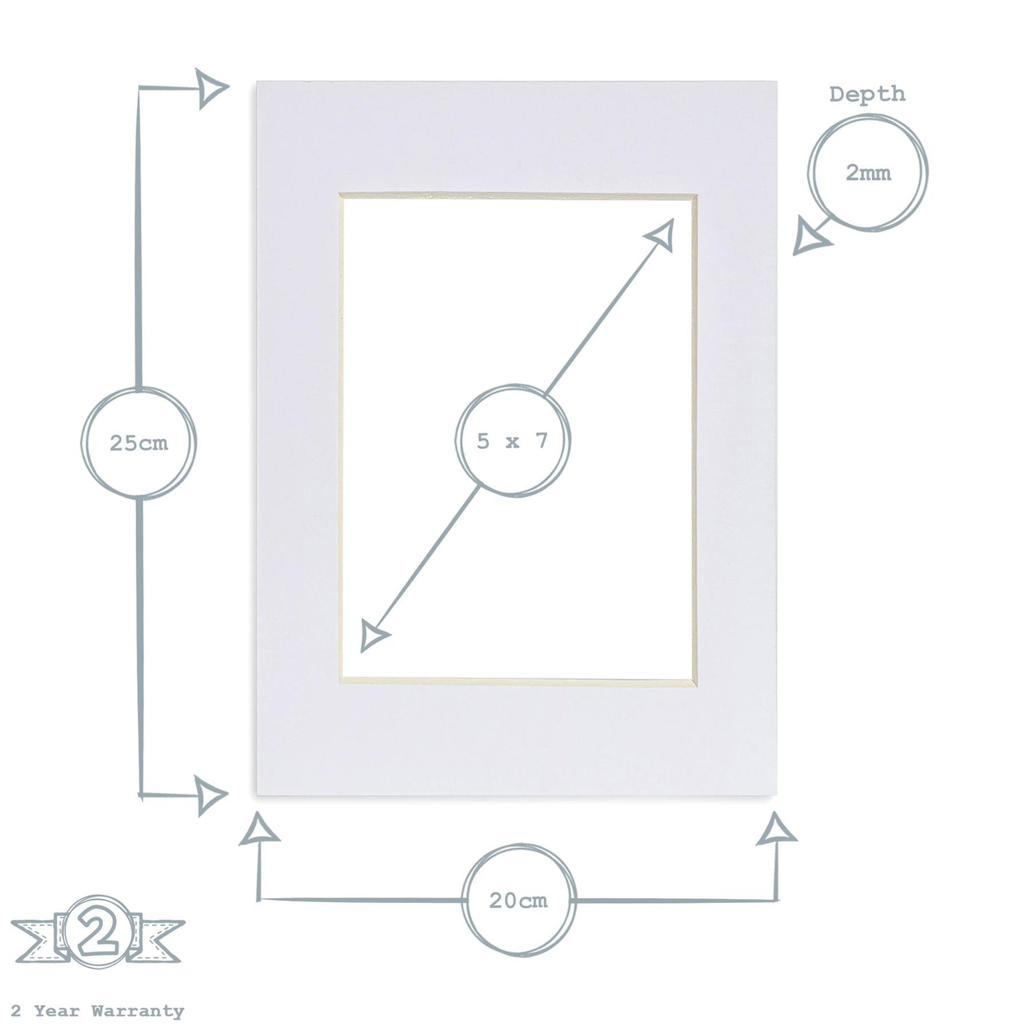 Nicola Spring Picture Mount for 8 x 10" Frame | Photo Size 5 x 7" - White