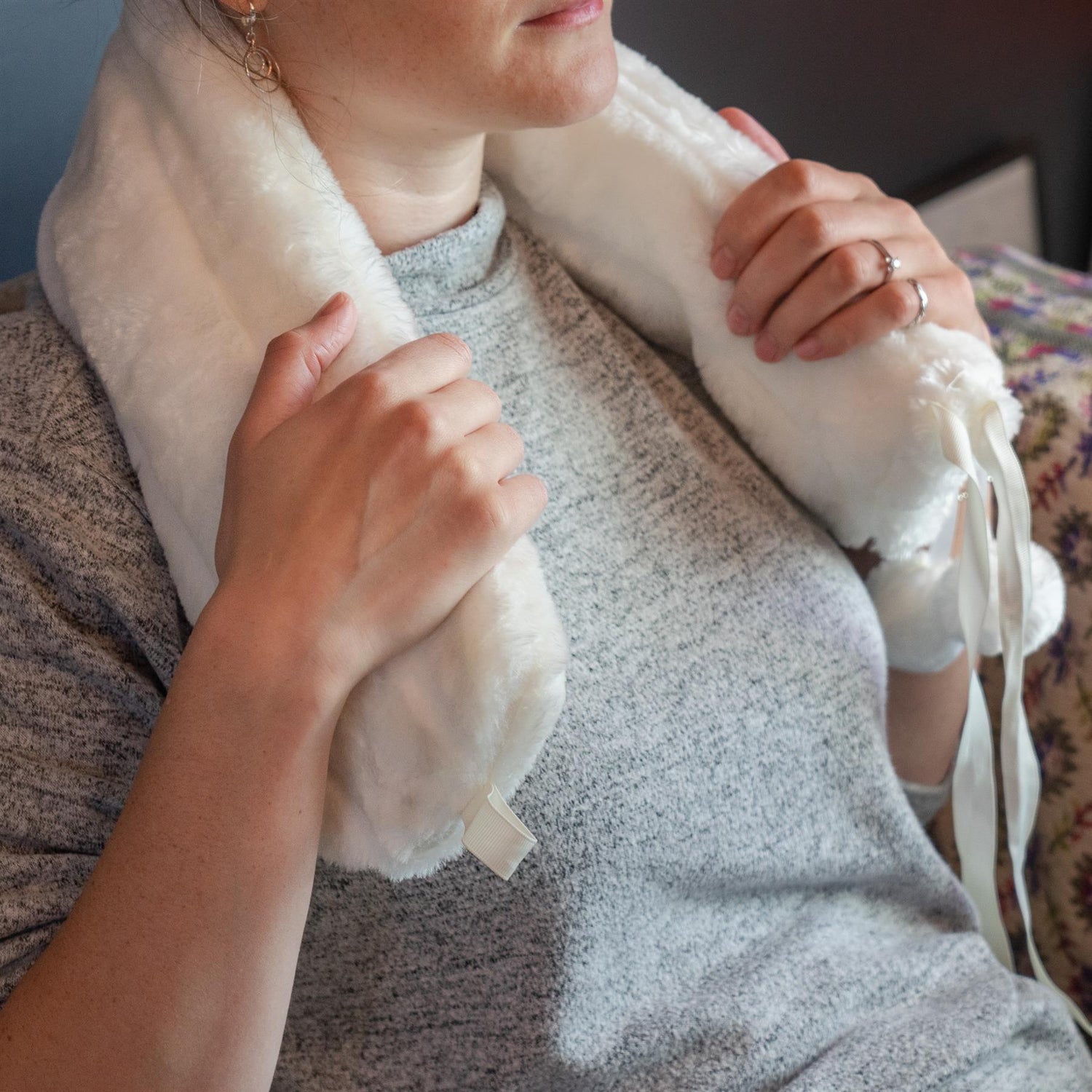 Long Hot Water Bottle - 2 Litres - Cream