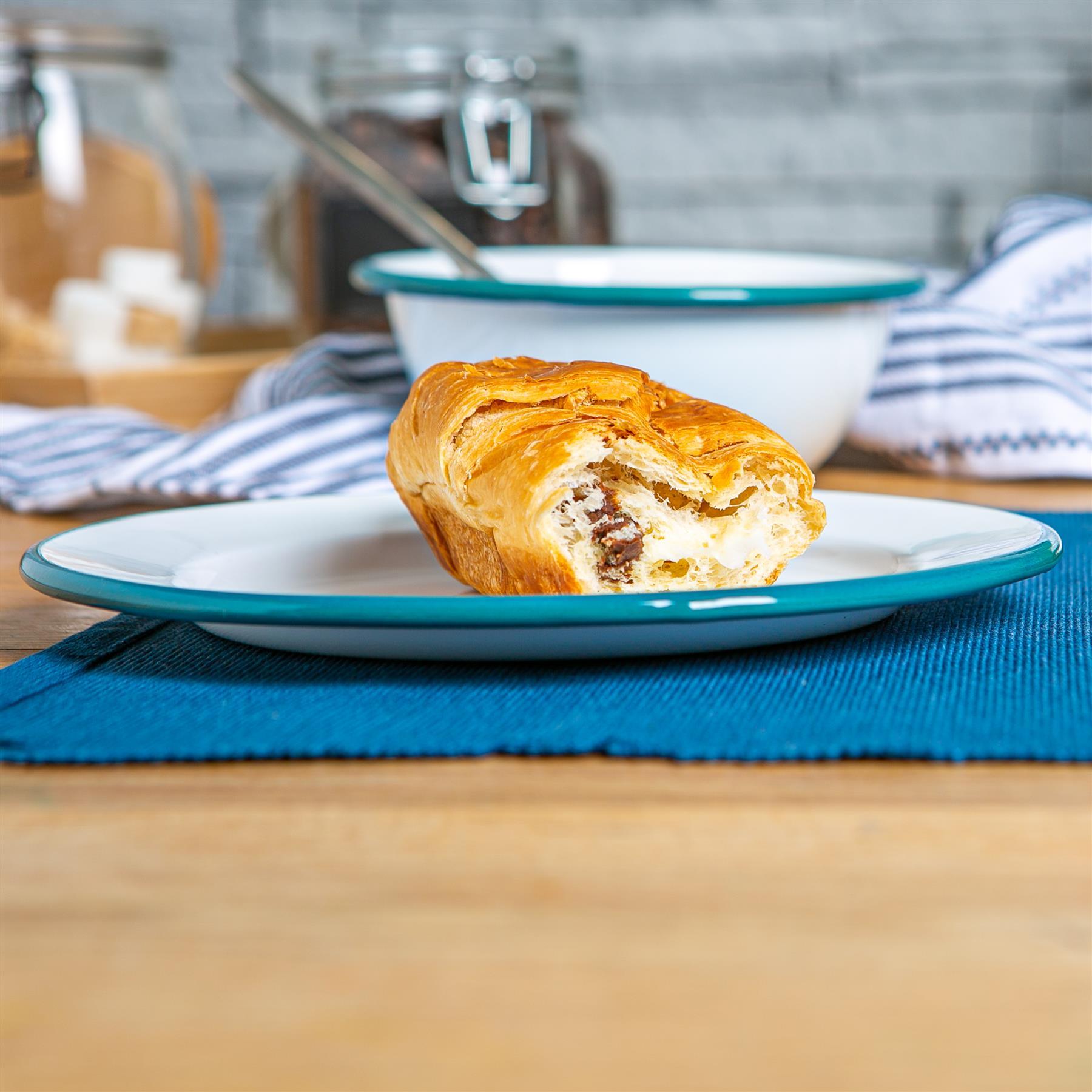 White Enamel Side Plate - 20cm - Green