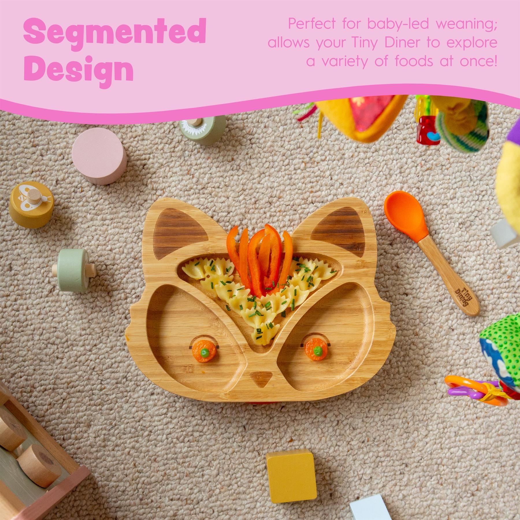 Navy Blue Fox Bamboo Suction Plate