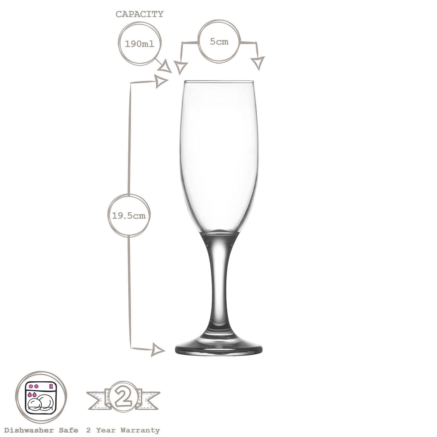 190ml Misket Glass Champagne Flute