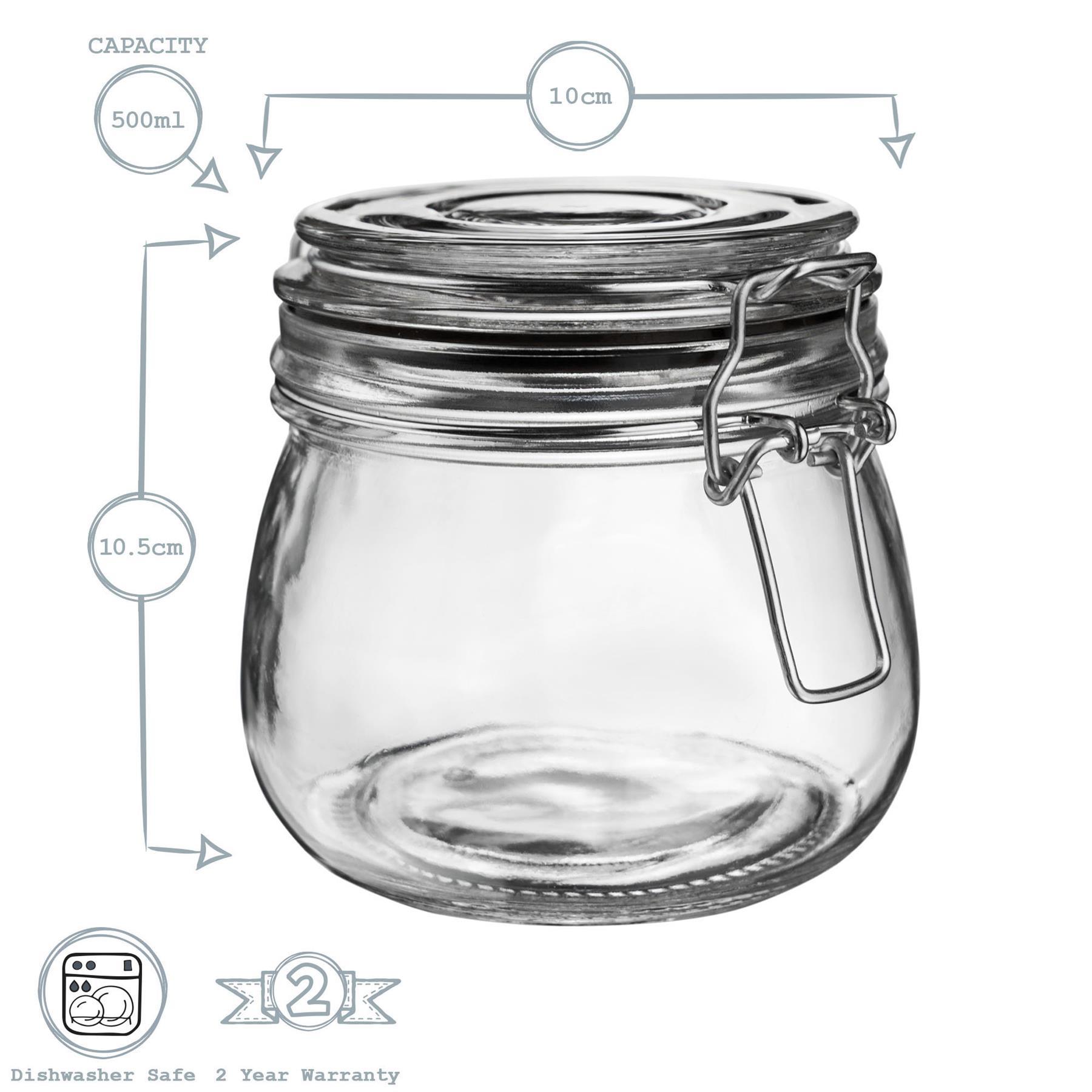 Argon Tableware Glass Storage Jar - 500ml - Black Seal