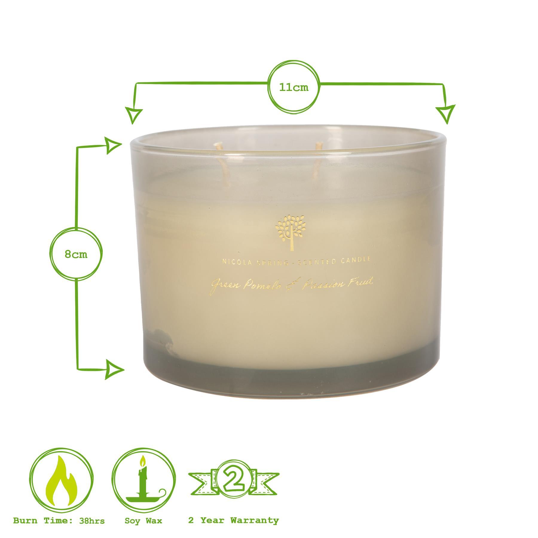 350g Double Wick Green Pomelo & Passion Fruit Soy Wax Scented Candle - by Nicola Spring