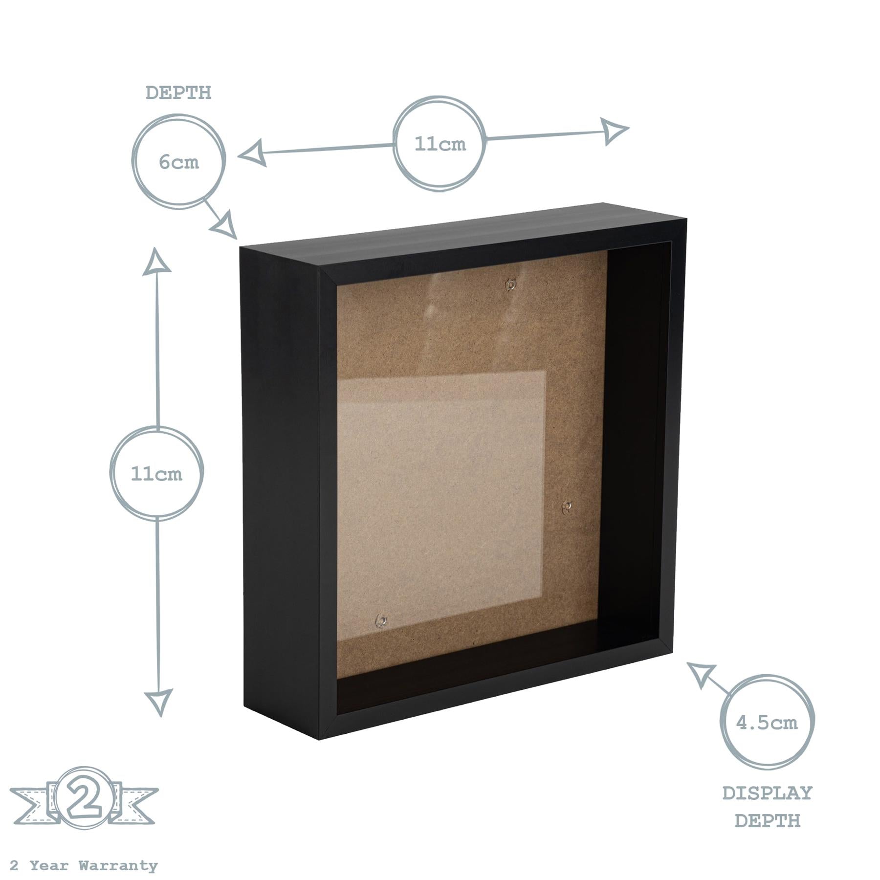 Nicola Spring Deep Box Photo Frame - 4 x 4 - Black