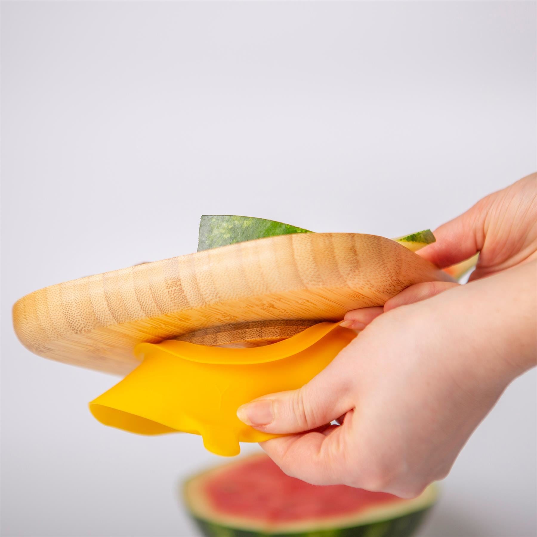 Navy Blue Divided Bamboo Suction Plate
