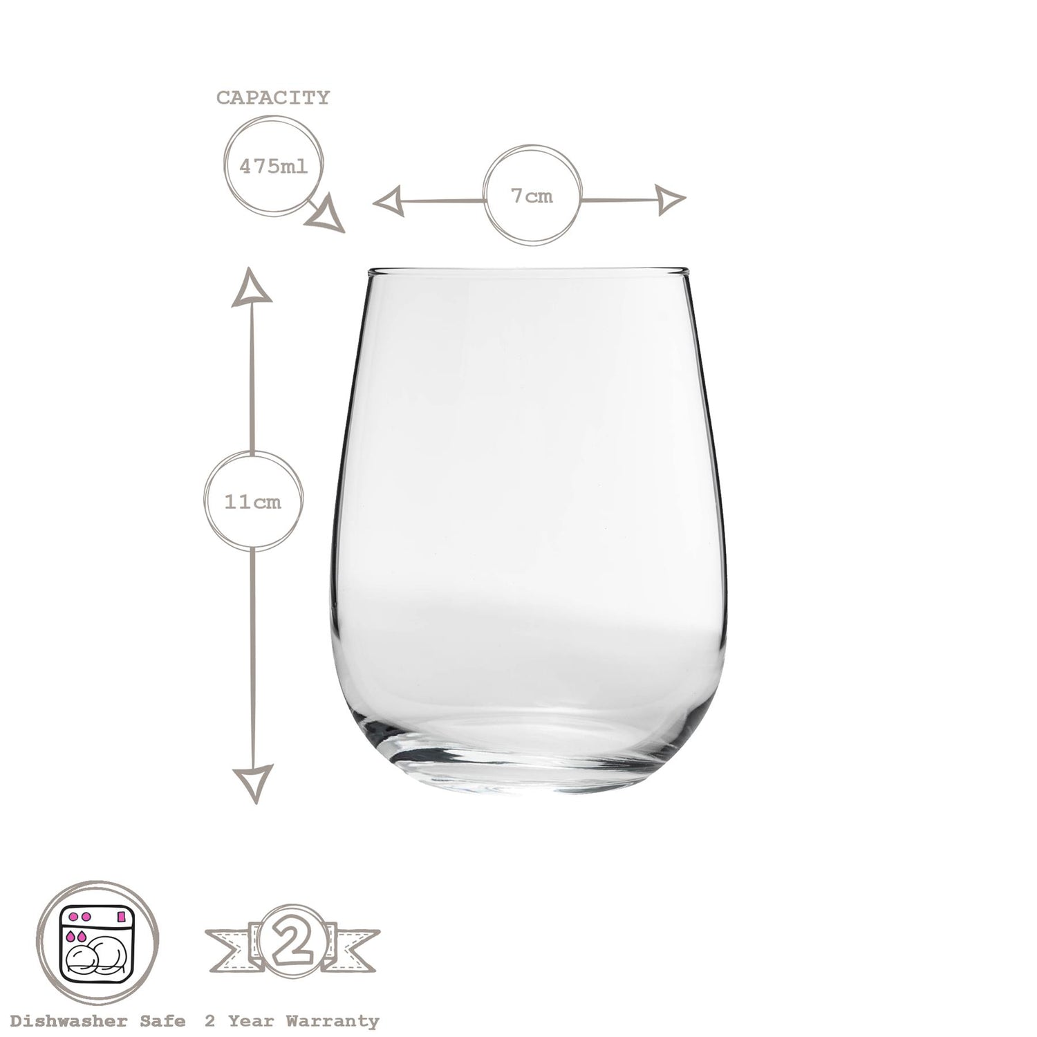 475ml Gaia Stemless Red Wine Glass