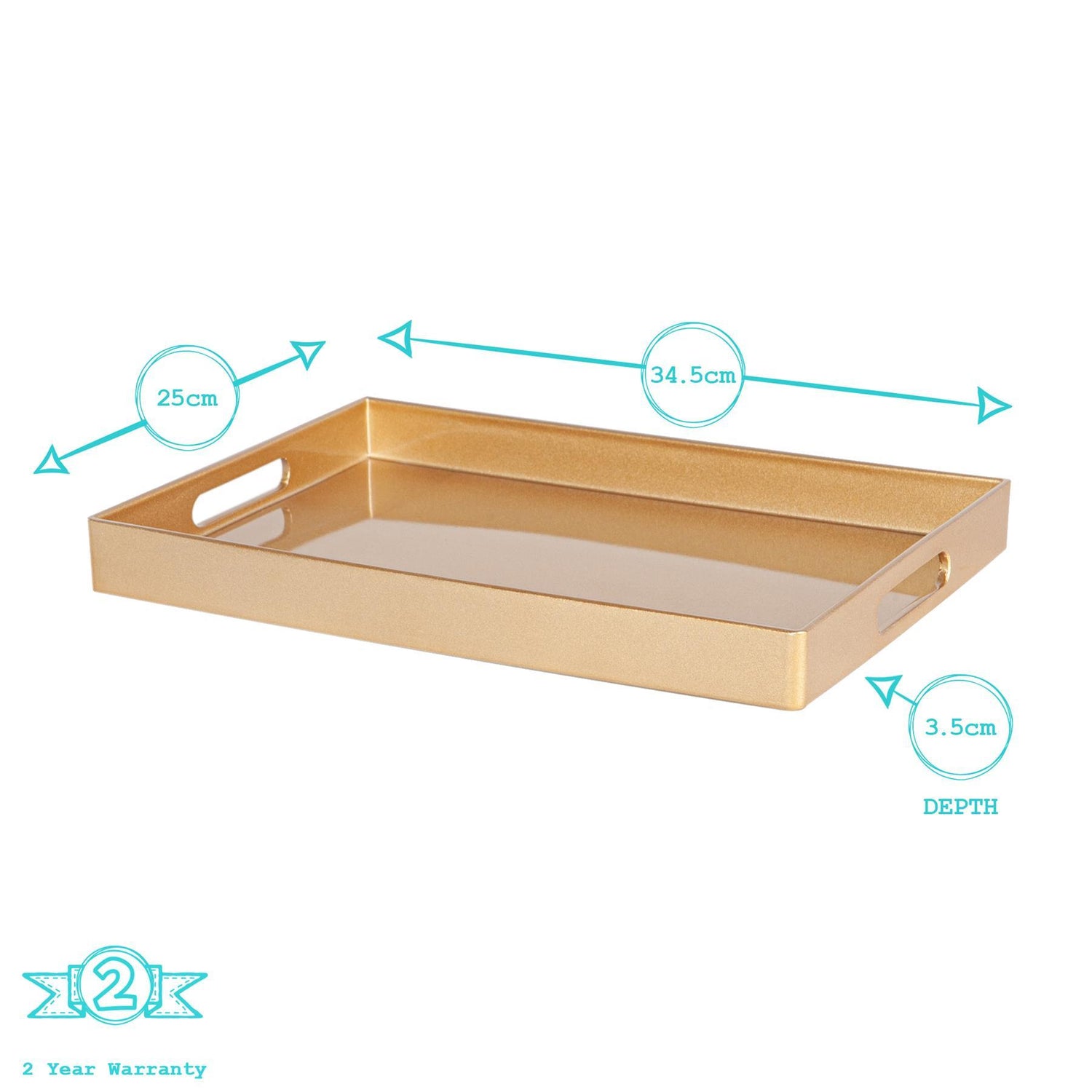 Rectangle Serving Tray - Centre Piece - 34.5cm - Gold