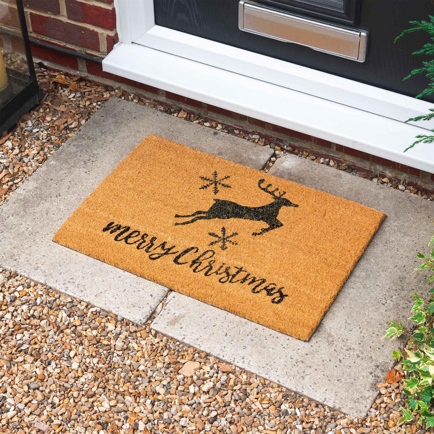 Nicola Spring Christmas Door Mat - 60 x 40cm - Reindeer Exterior Doorstep