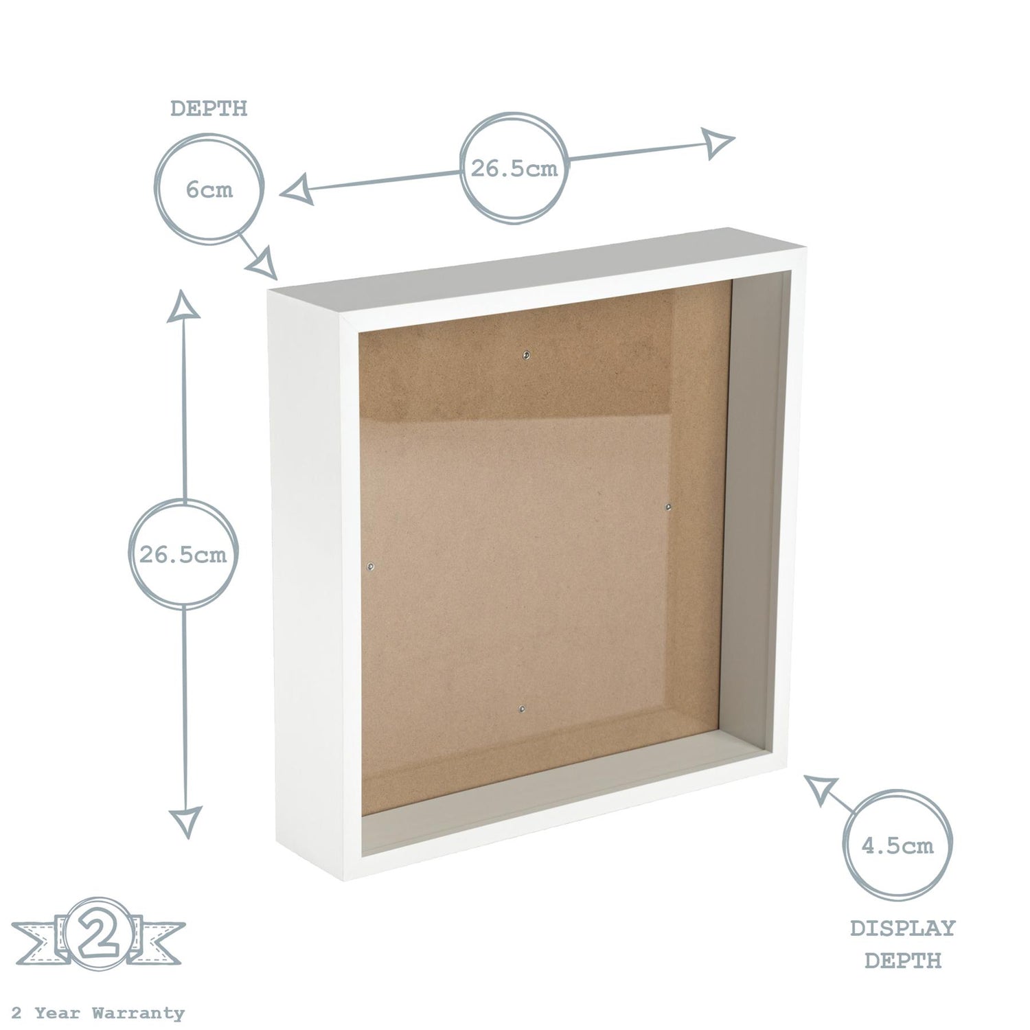 Nicola Spring Deep Box Photo Frame - 10 x 10 - White