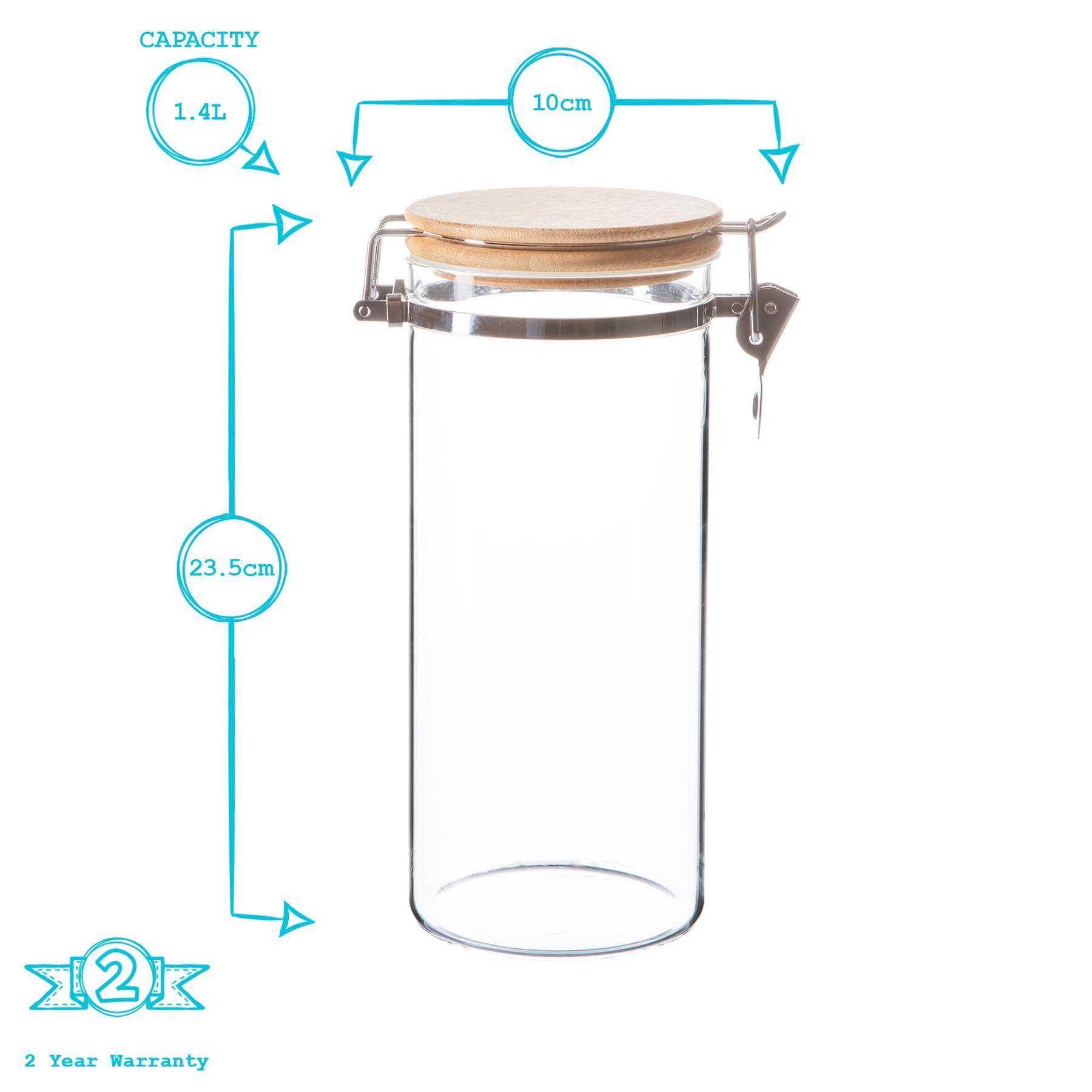 Glass Storage Jar with Wooden Clip Lid - 1.4 Litre