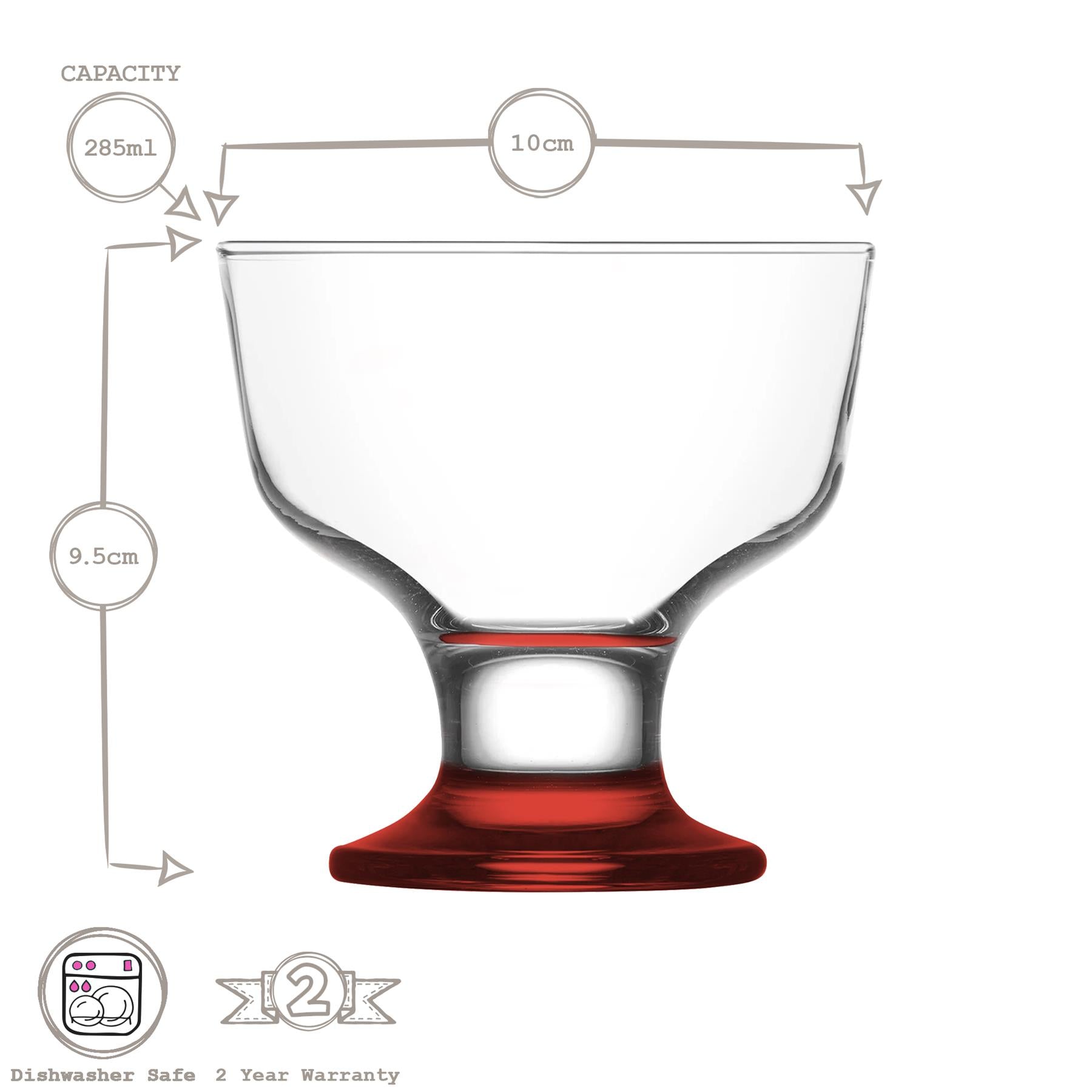 285ml Destina Multicolour Glass Ice Cream Bowl