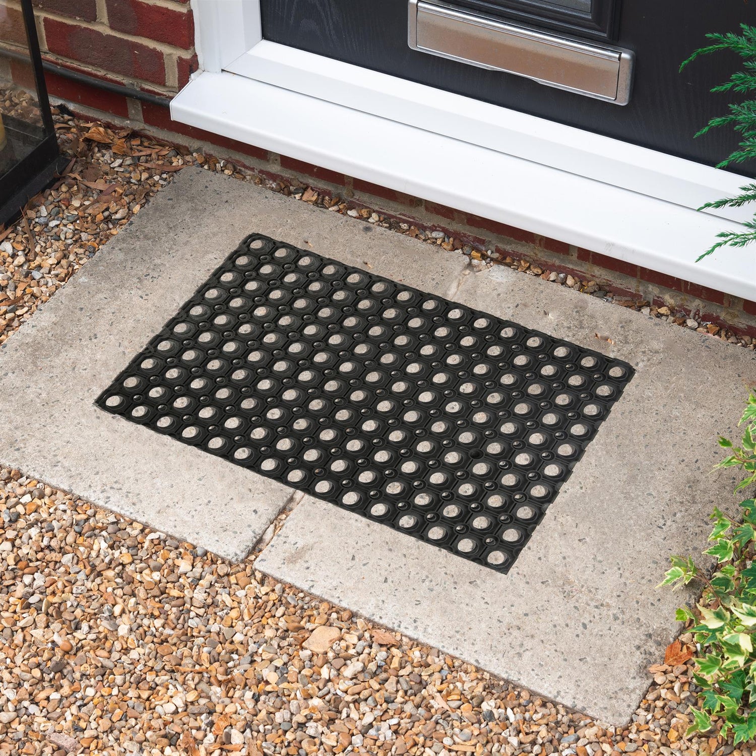 Heavy Duty Rubber Door Mat - 60 x 40cm - Black