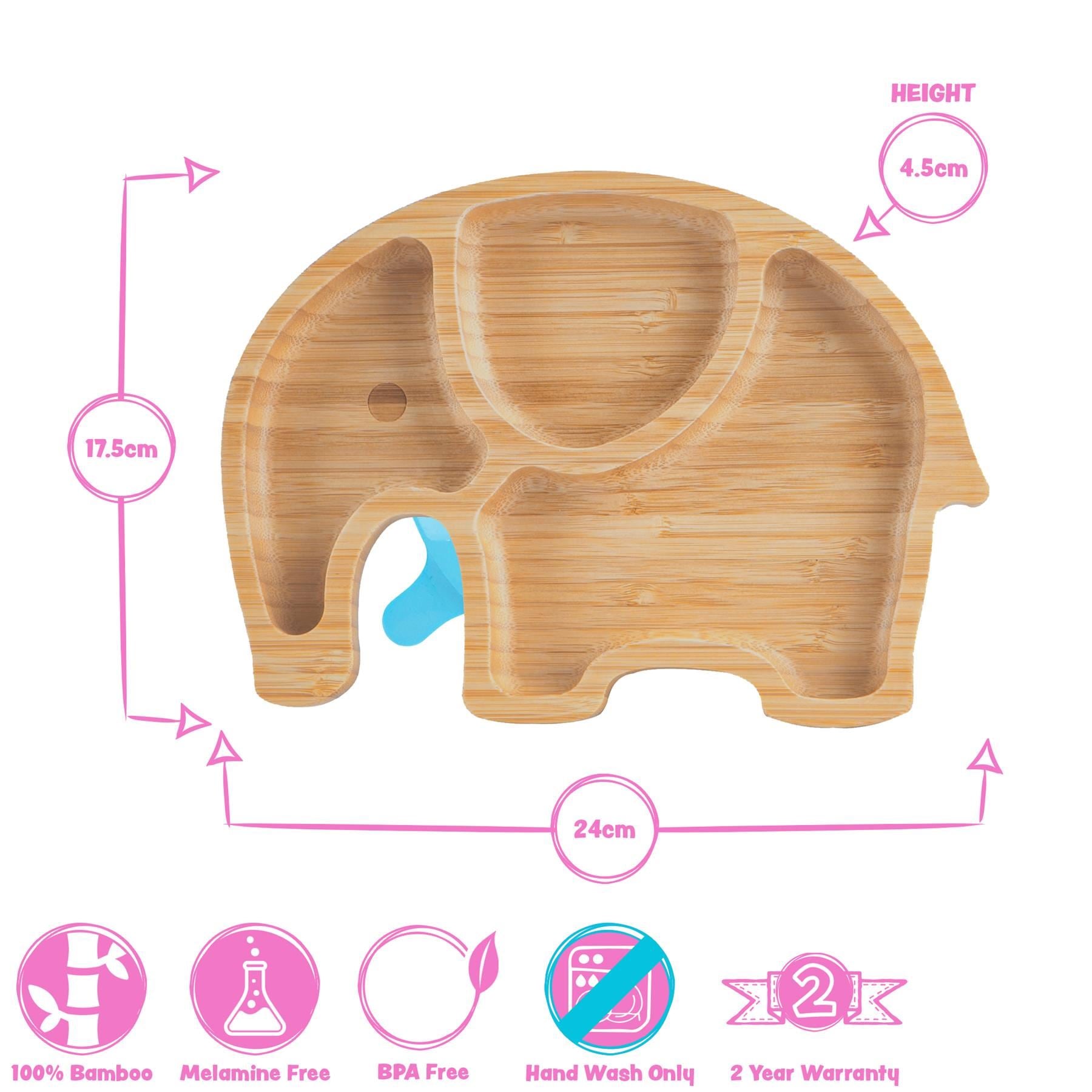 Navy Blue Elephant Bamboo Suction Plate