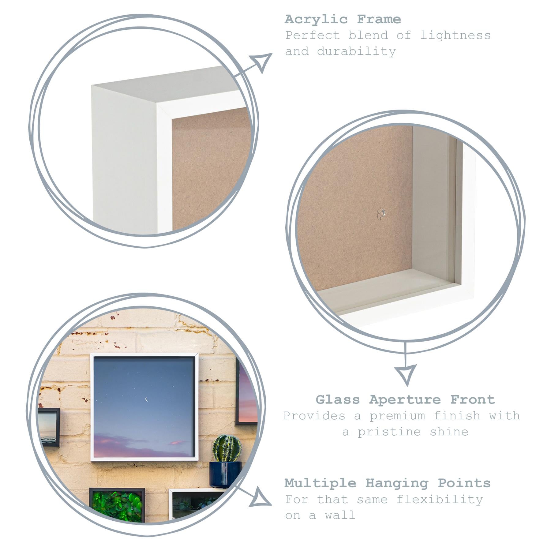 Nicola Spring Deep Box Photo Frame - 16 x 16 - White
