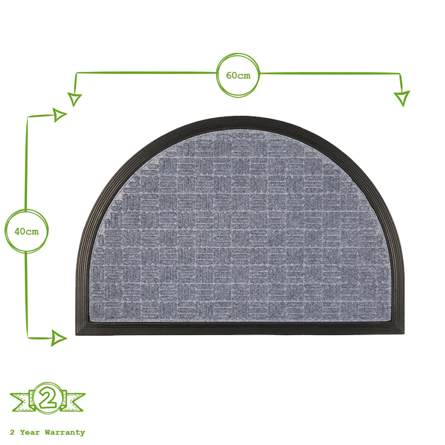 Heavy Duty Door Mat - 60 x 40cm - Grey