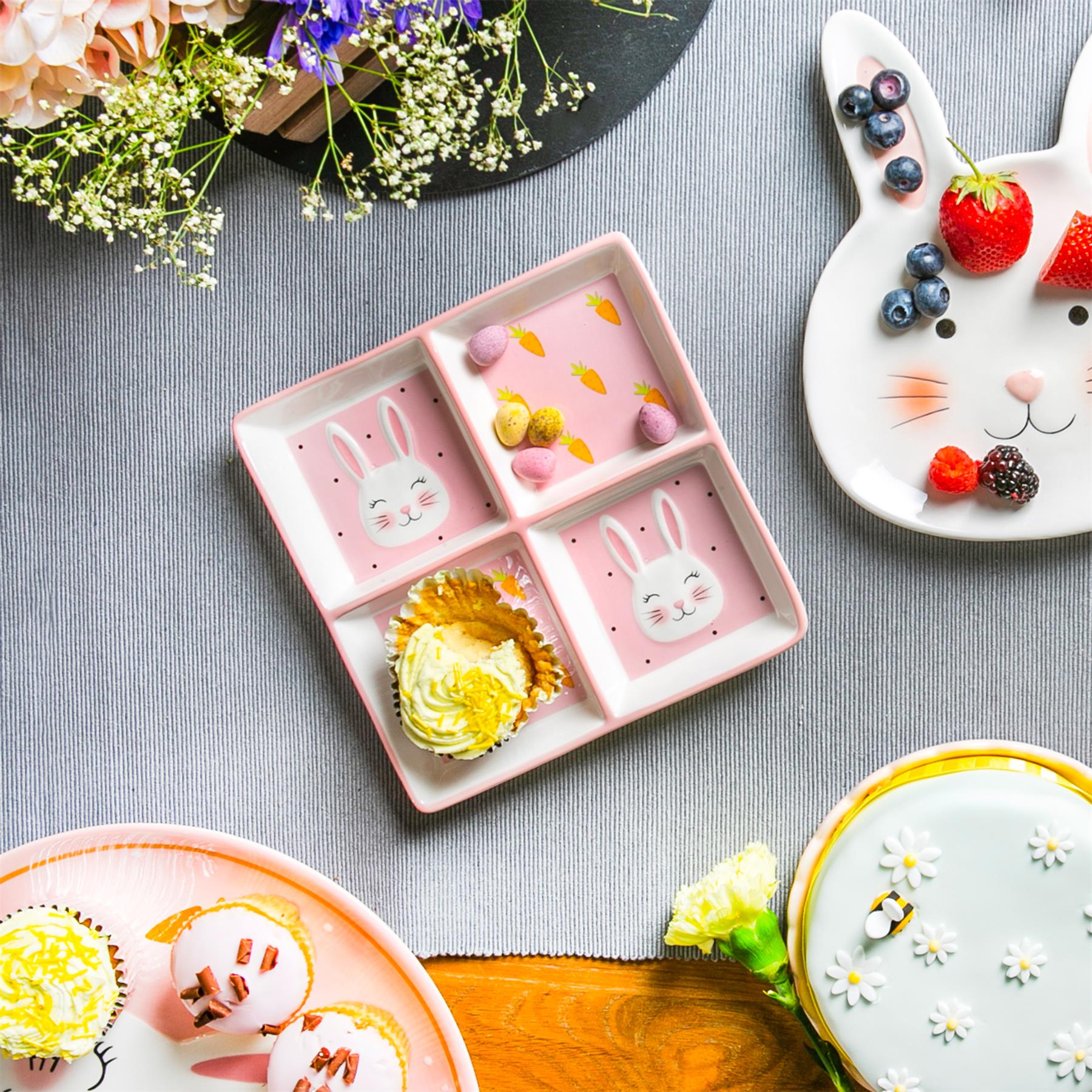 Pink Bunny Snack Plate - 20cm - Pink