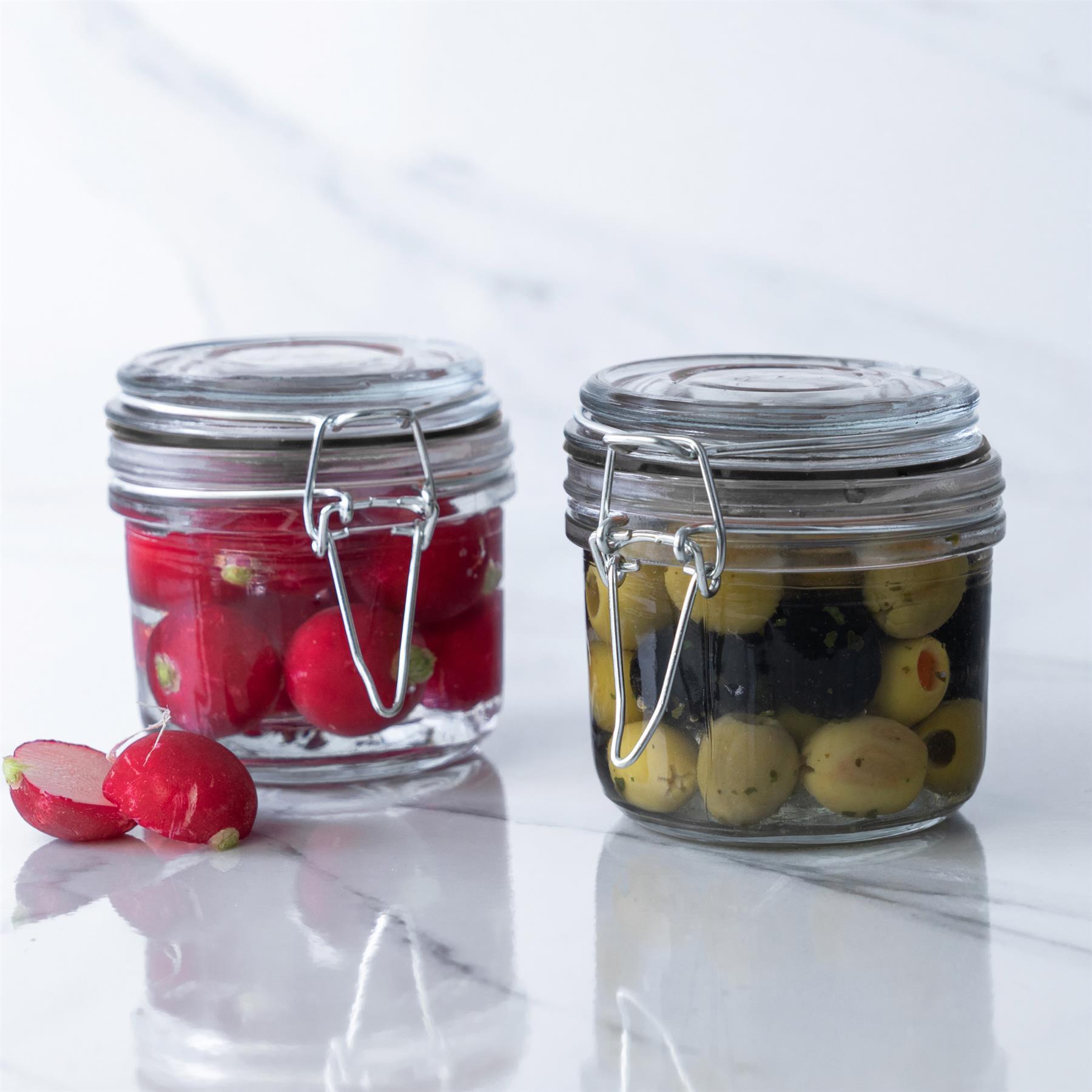 Argon Tableware Glass Storage Jar - 200ml - Black Seal