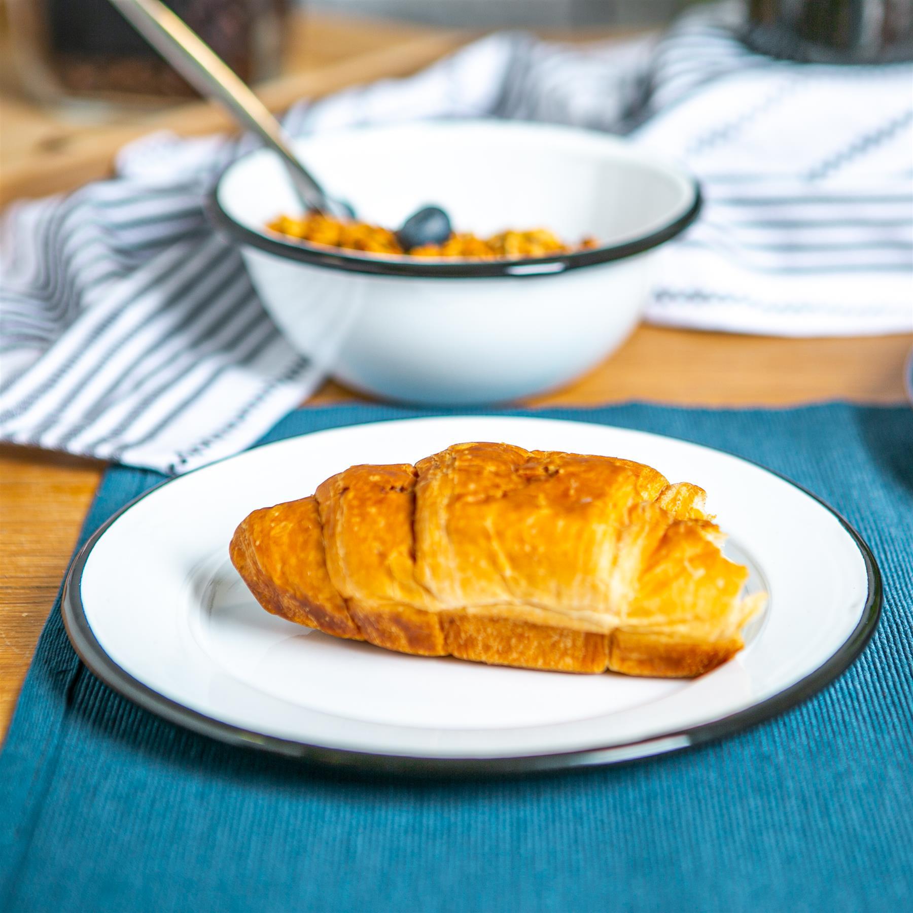 White Enamel Side Plate - 20cm - Black