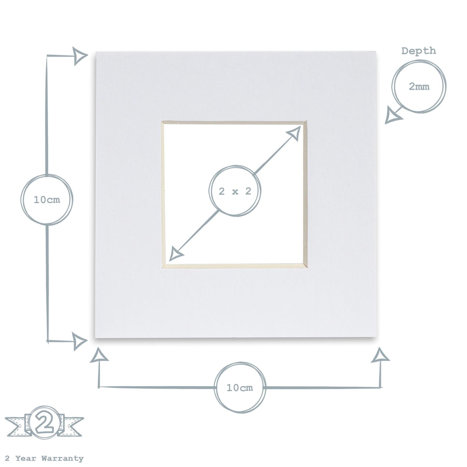 Nicola Spring Picture Mount for 4 x 4" Frame | Photo Size 2 x 2" - White