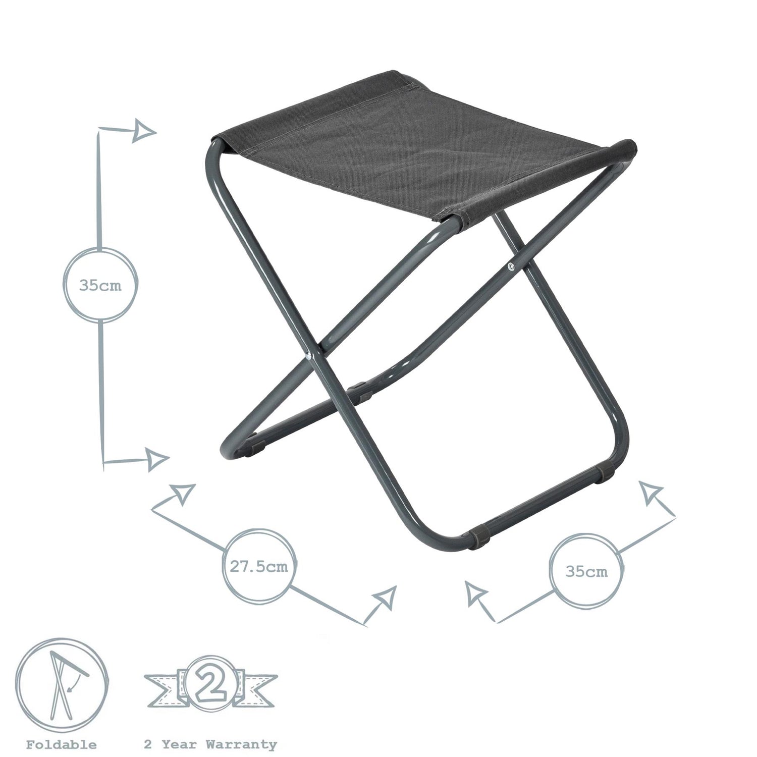 Harbour Housewares Classic Folding Stool - Grey