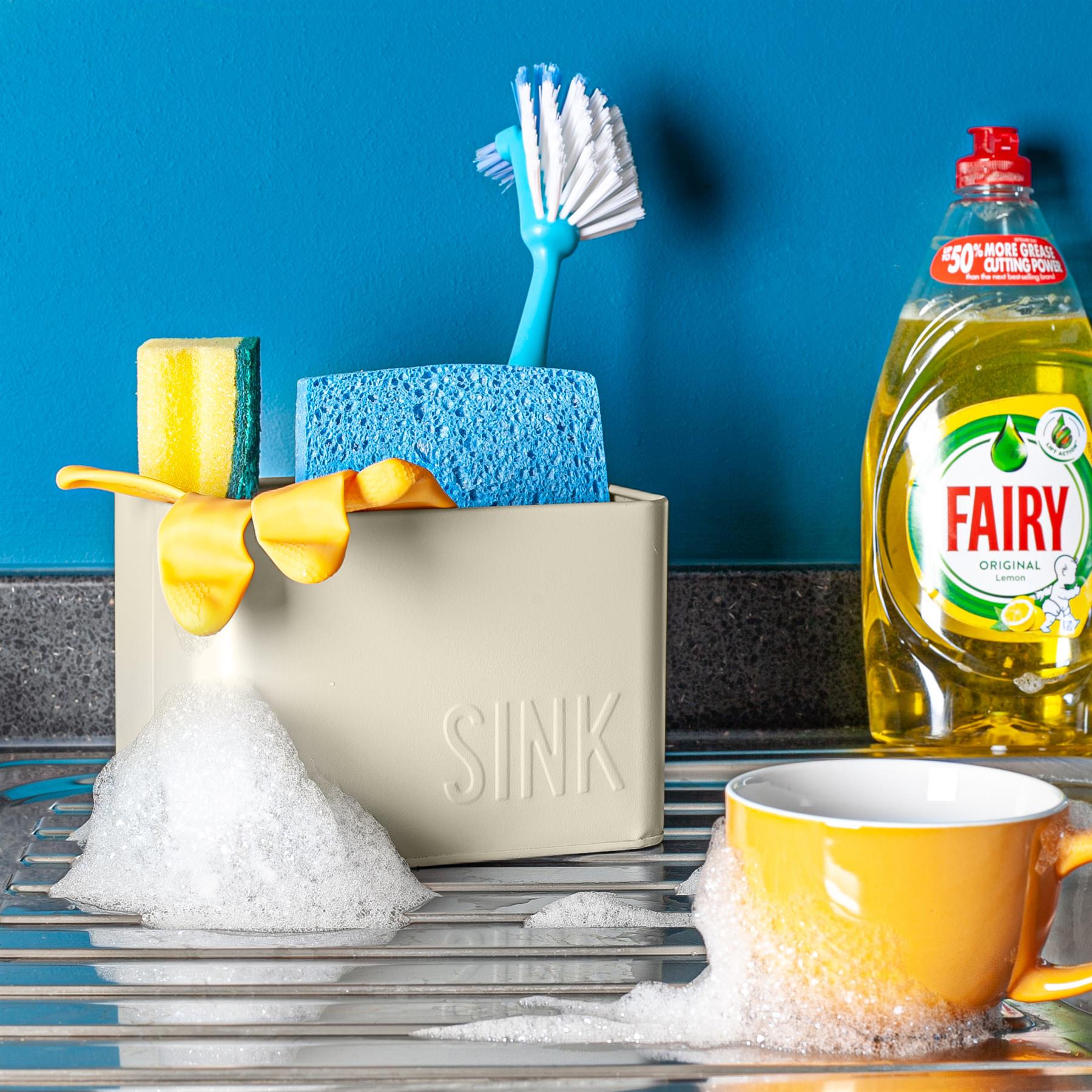 Harbour Housewares Easy Sink Tidy Storage Unit - Cream